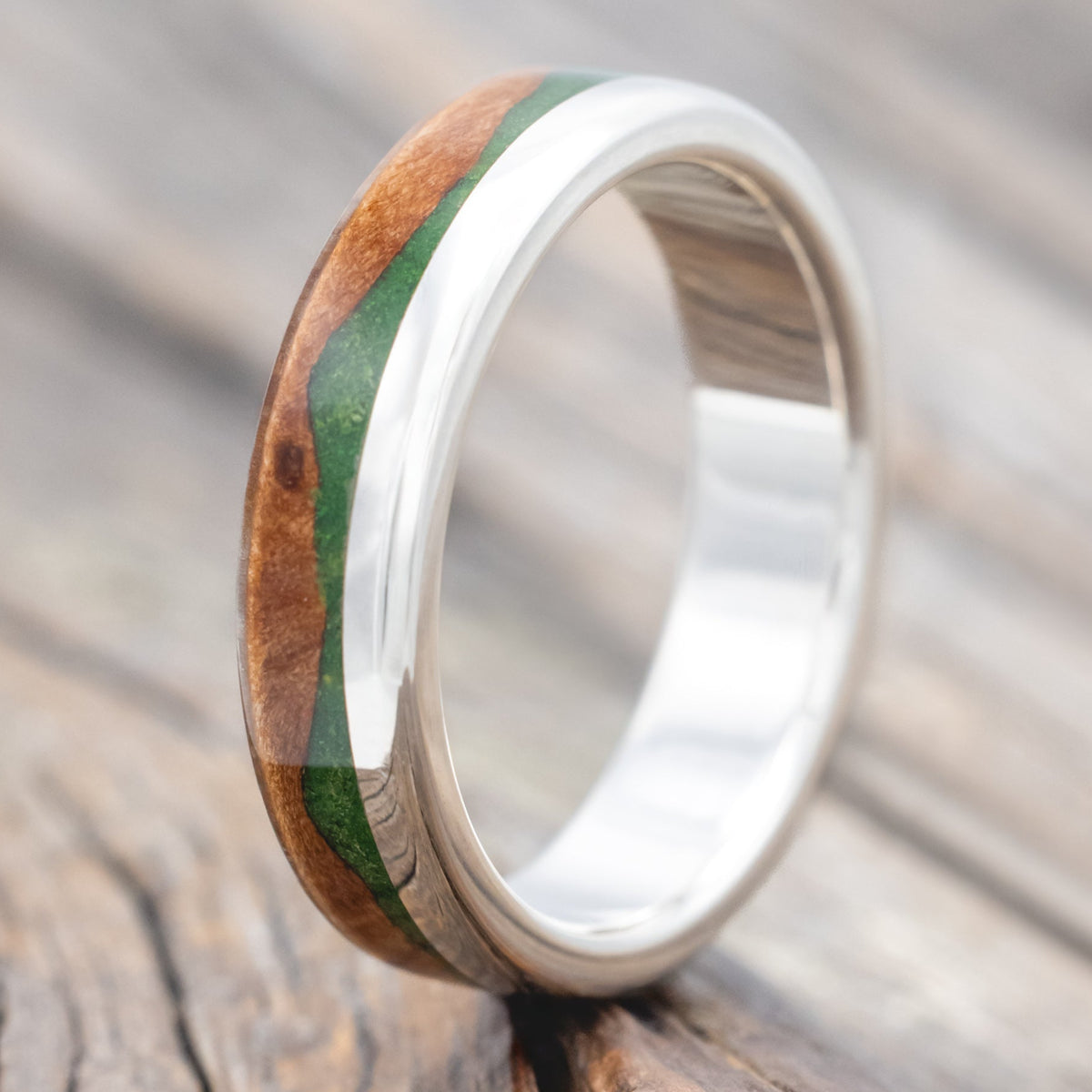 "Ezra" - Redwood & Moss Wedding Ring-Staghead Designs