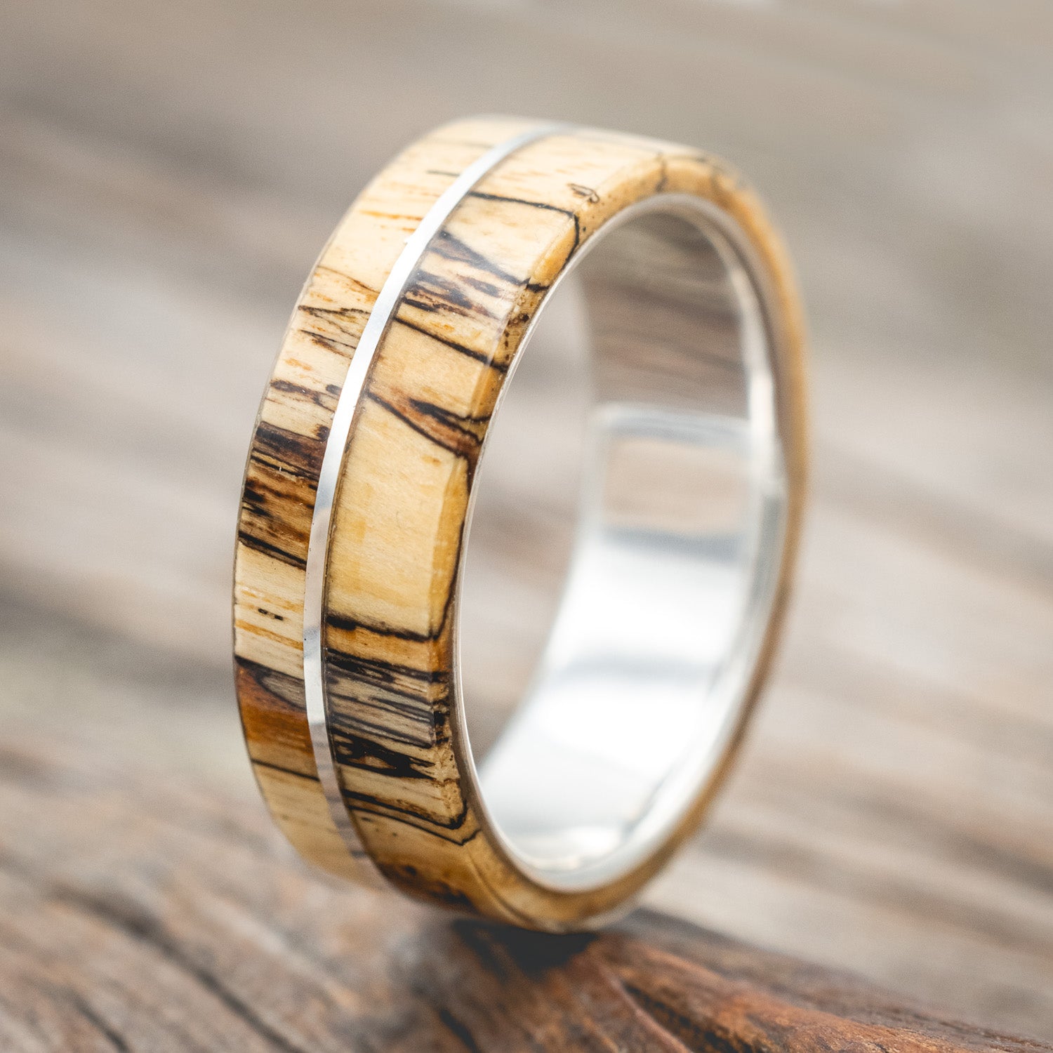 "GOLDEN" - SPALTED MAPLE WOOD WEDDING BAND-Staghead Designs