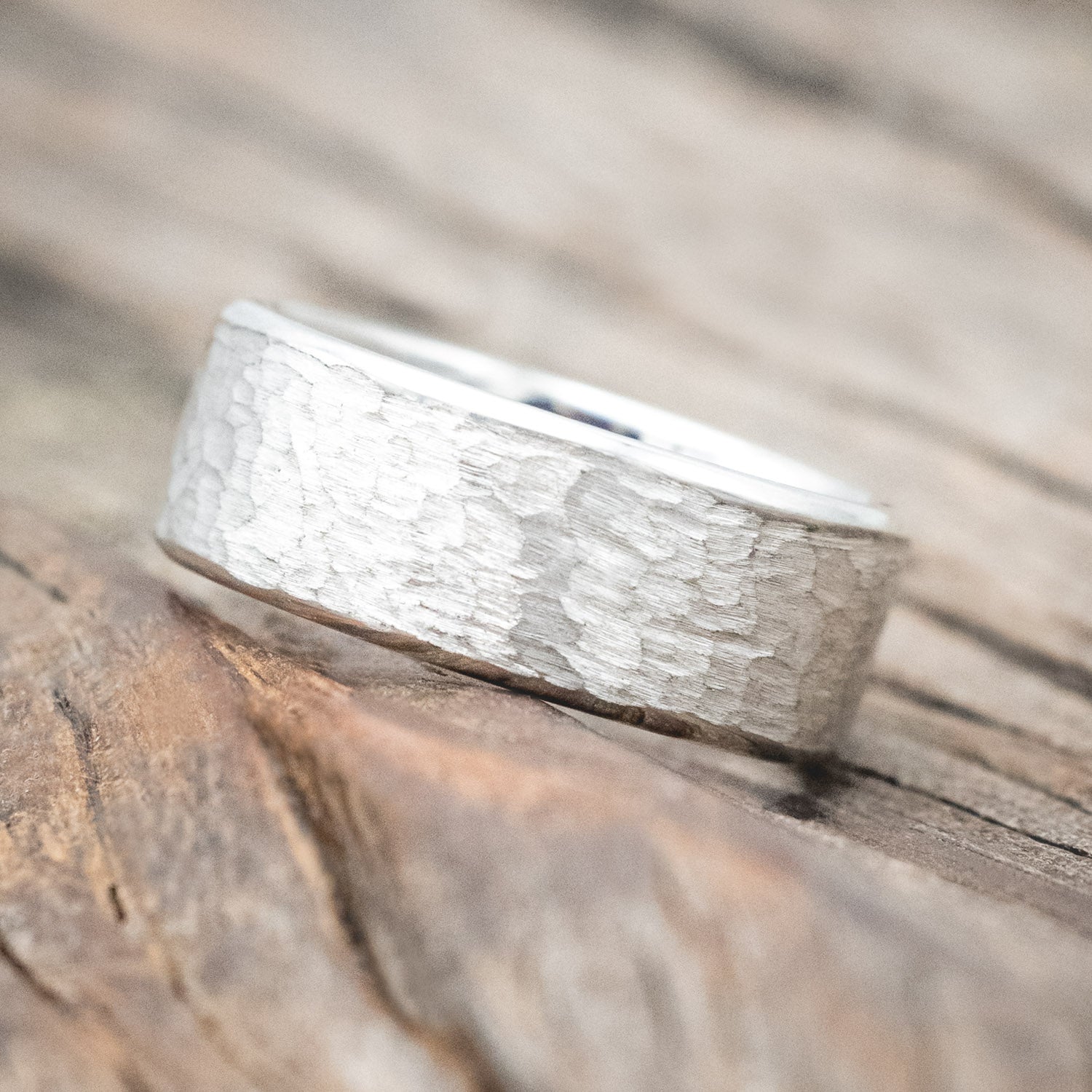 HAMMERED ANTLER LINED WEDDING RING-Staghead Designs