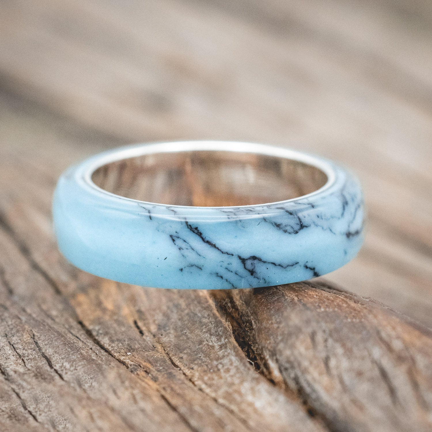 "HAVEN" - TURQUOISE & BLACK MATRIX TRUSTONE WEDDING BAND-Staghead Designs