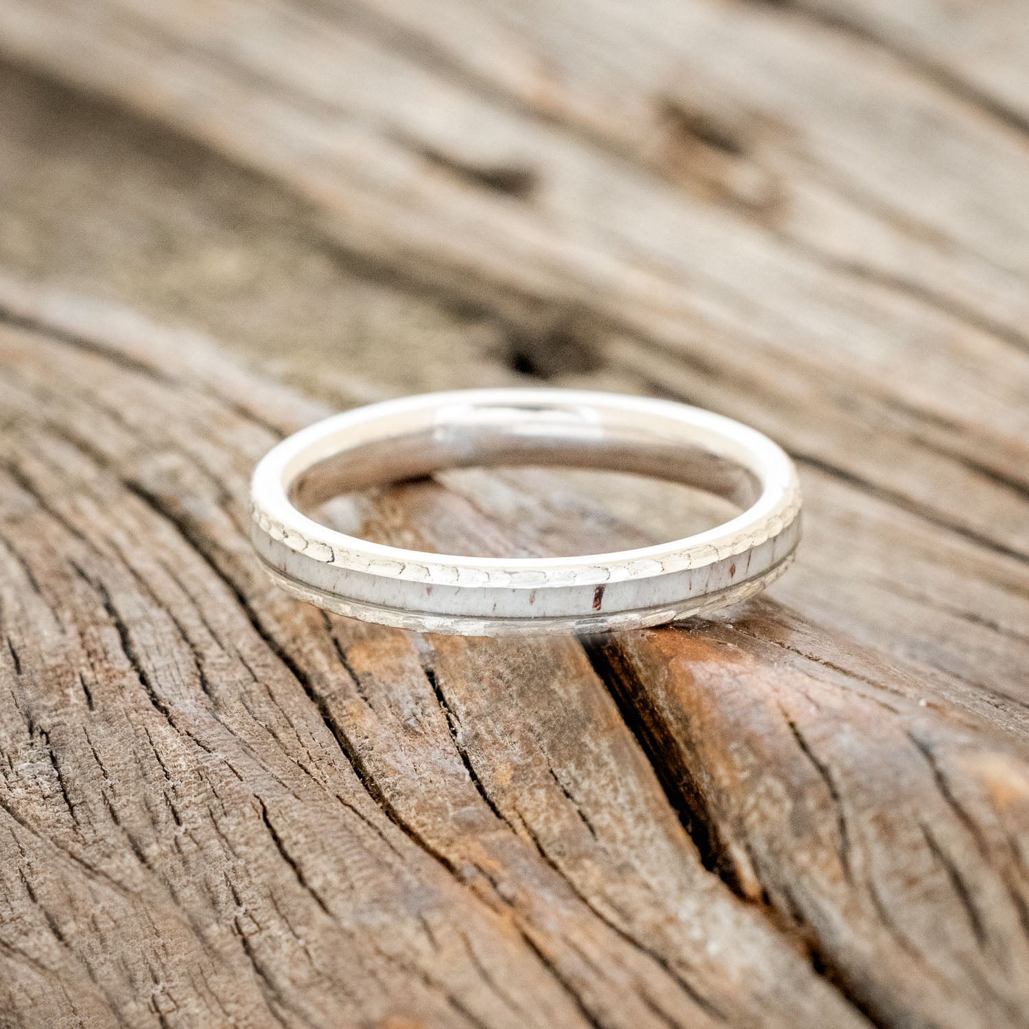 "ETERNA" - ANTLER STACKING BAND WITH A HAMMERED FINISH-6