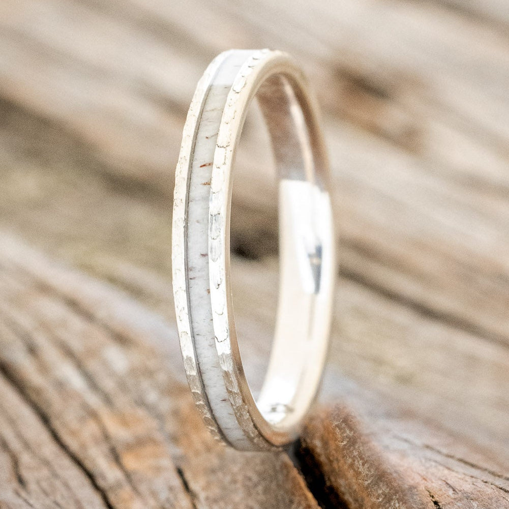 "ETERNA" - ANTLER STACKING BAND WITH A HAMMERED FINISH-4