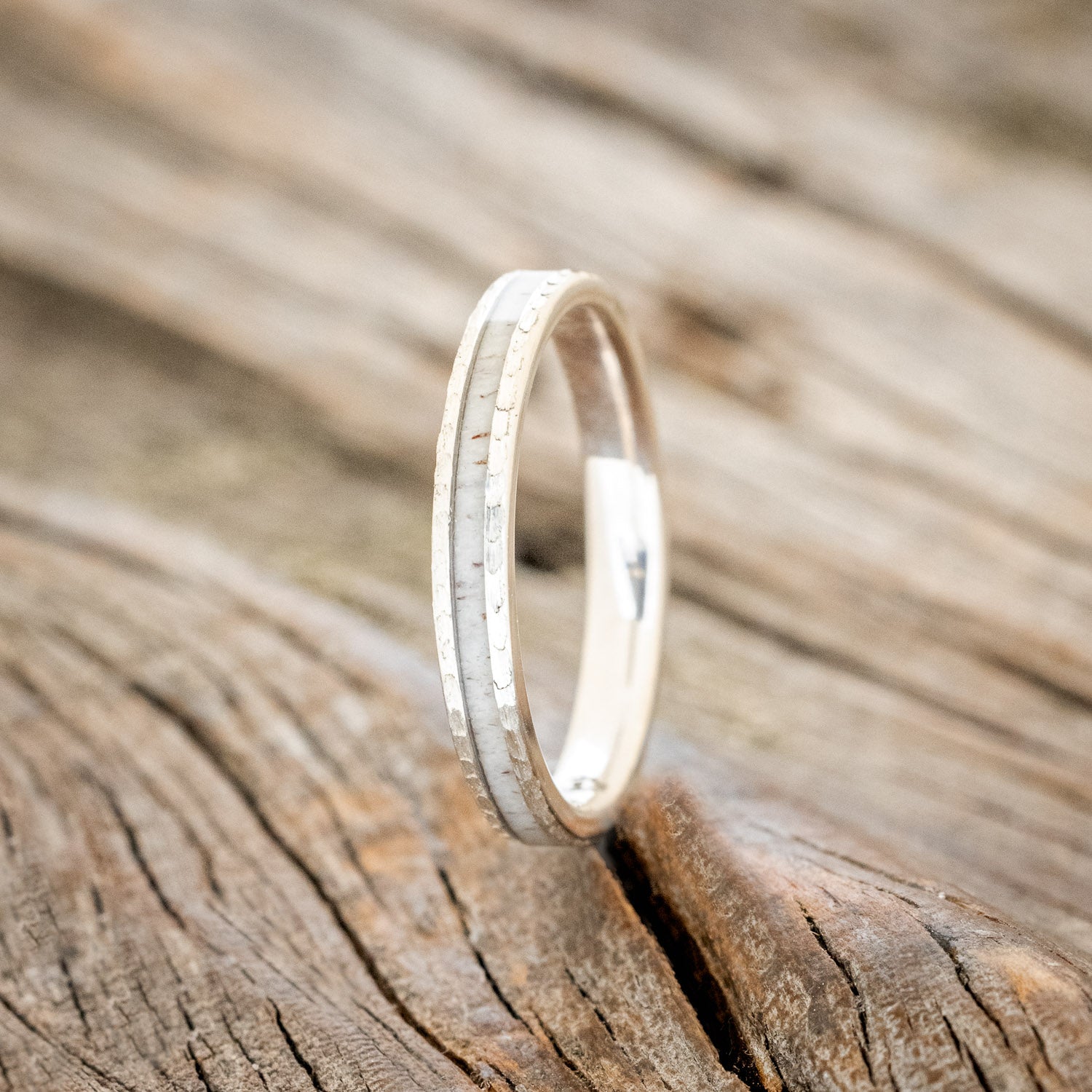 "ETERNA" - ANTLER STACKING BAND WITH A HAMMERED FINISH-4
