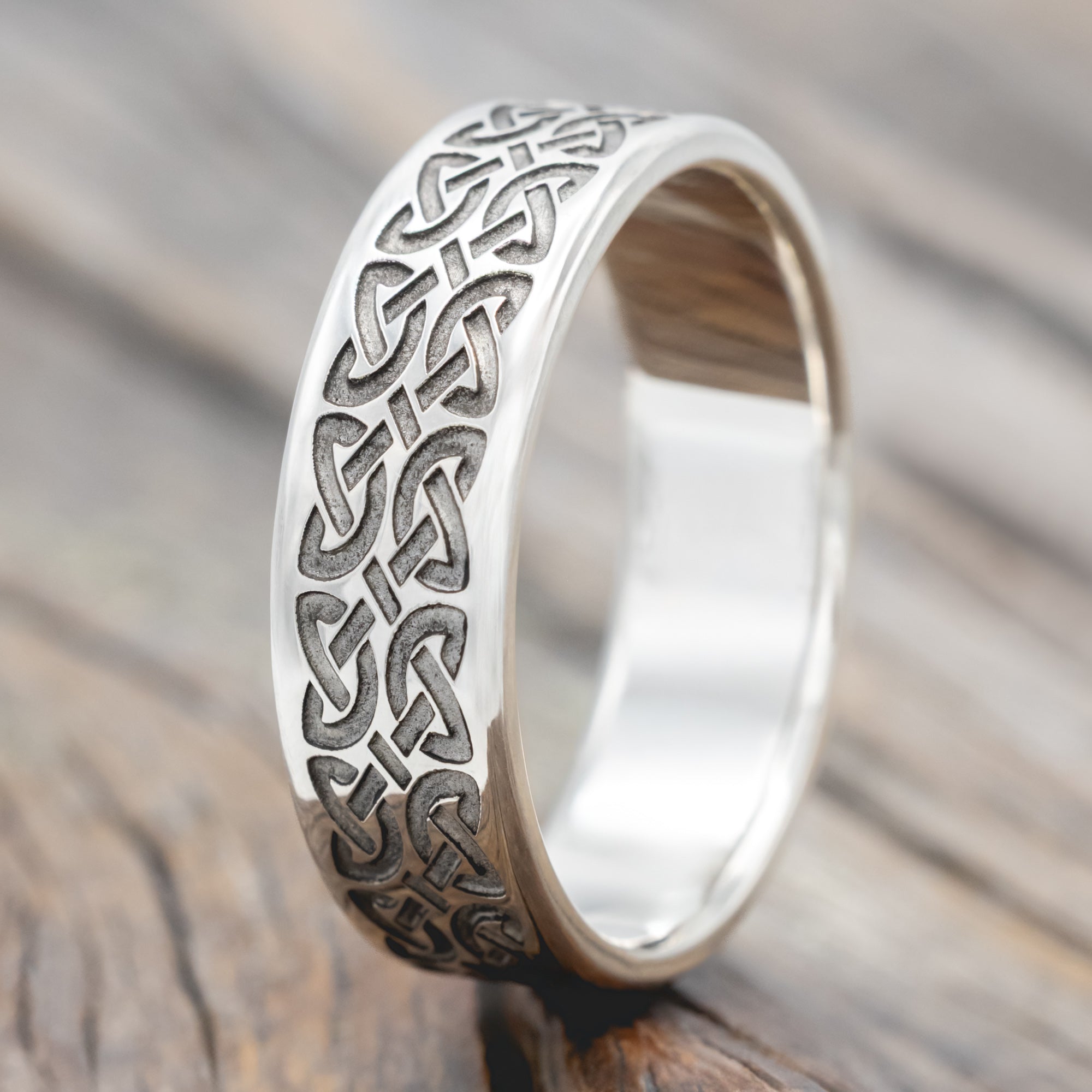 Celtic Love Knot Engraved Wedding Band-Staghead Designs