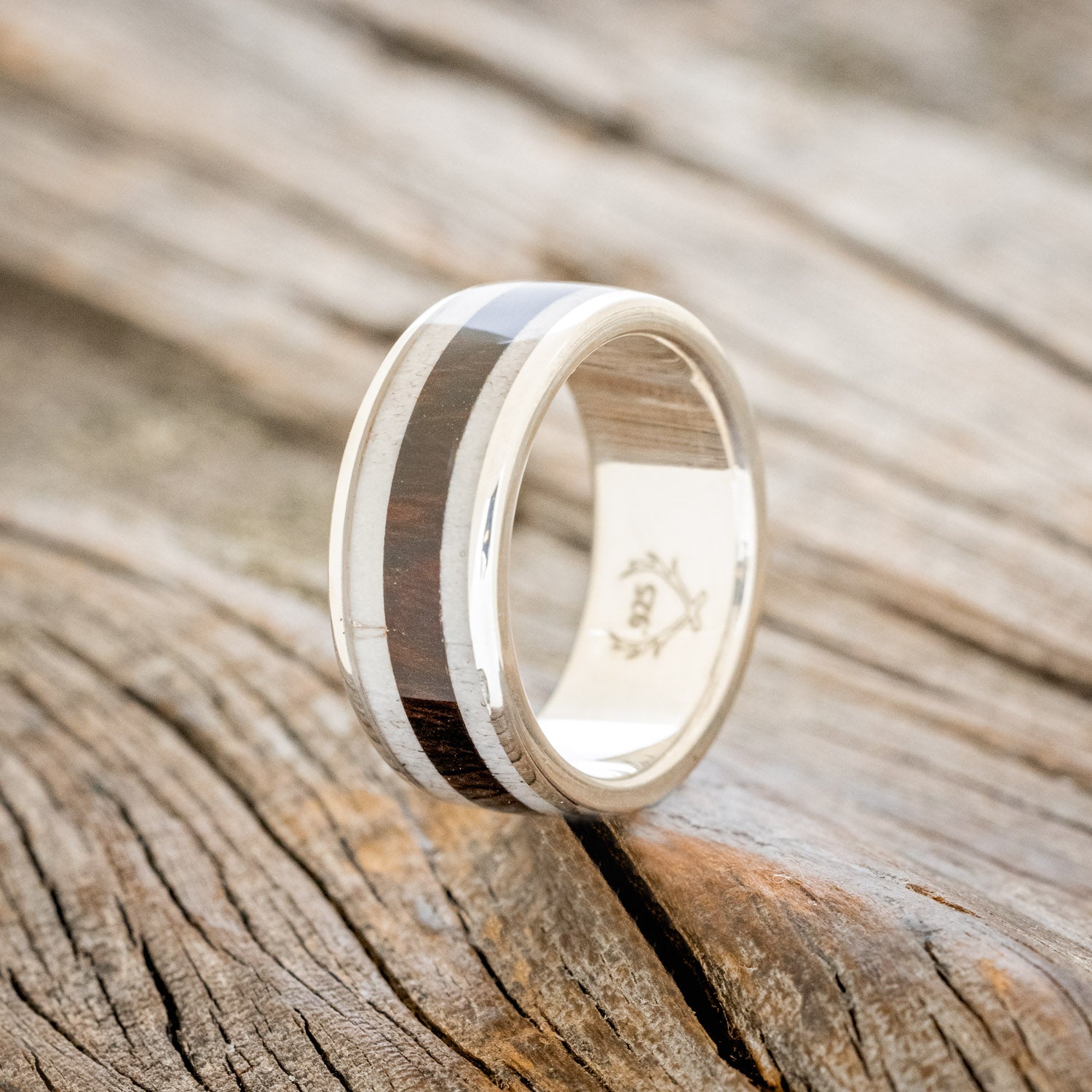 "RAINIER" - MATCHING SET OF ANTLER & IRONWOOD WEDDING BANDS-9