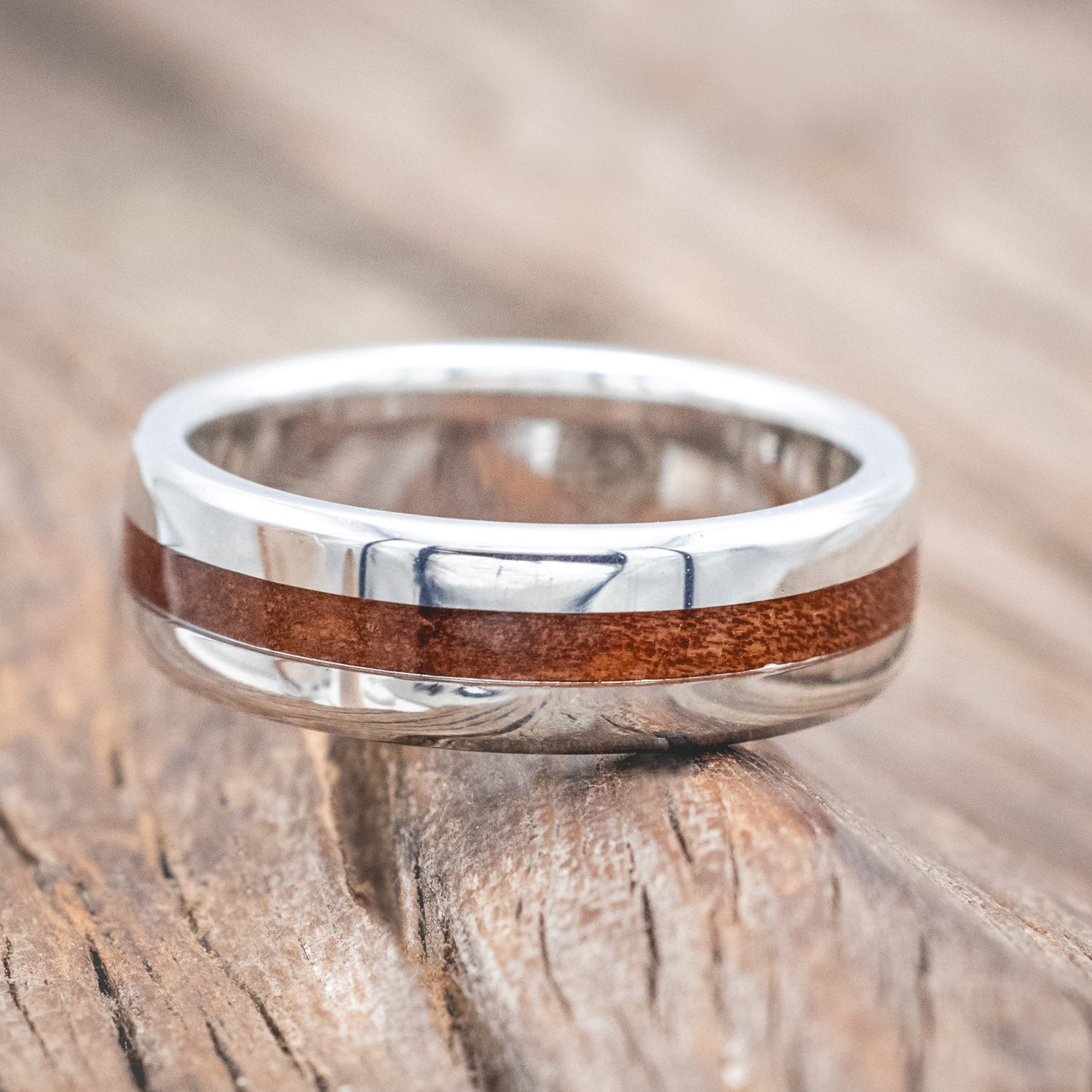 "NIRVANA" - CENTERED REDWOOD WEDDING RING-Staghead Designs