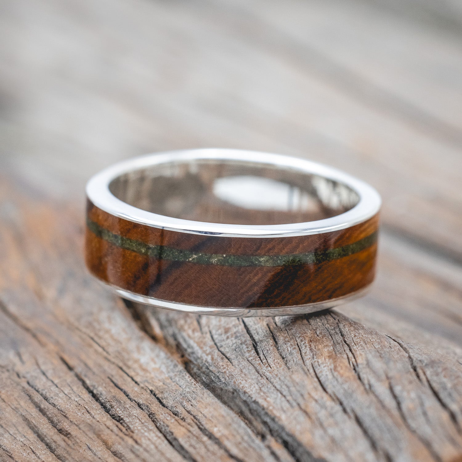 "RAINIER" - IRONWOOD & MOSS WEDDING BAND-Staghead Designs
