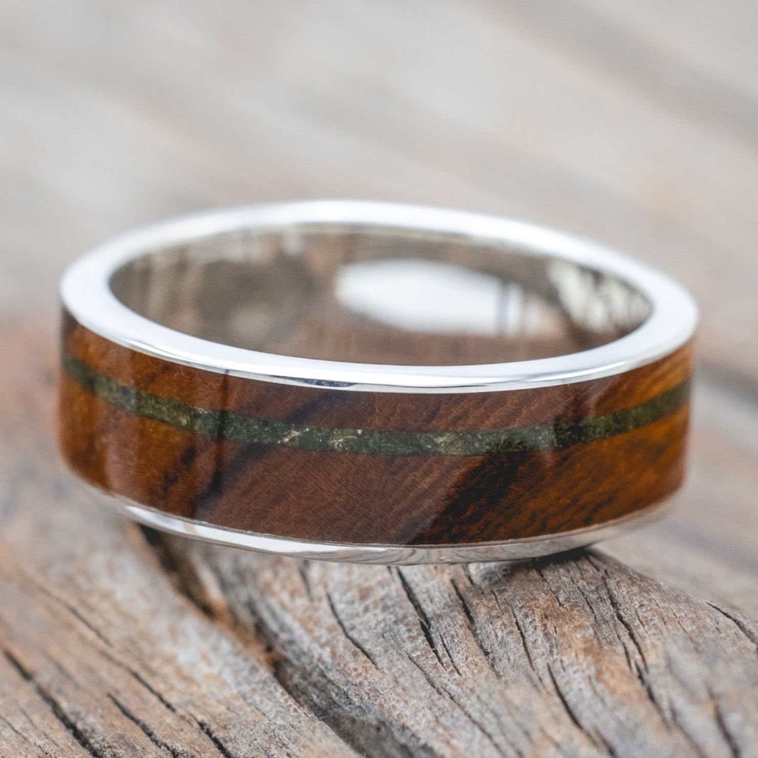 "RAINIER" - IRONWOOD & MOSS WEDDING BAND-Staghead Designs