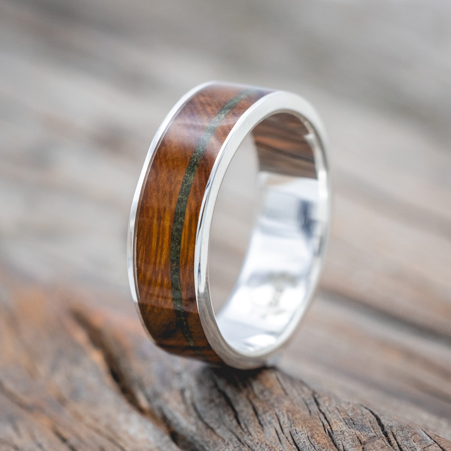 "RAINIER" - IRONWOOD & MOSS WEDDING BAND-Staghead Designs