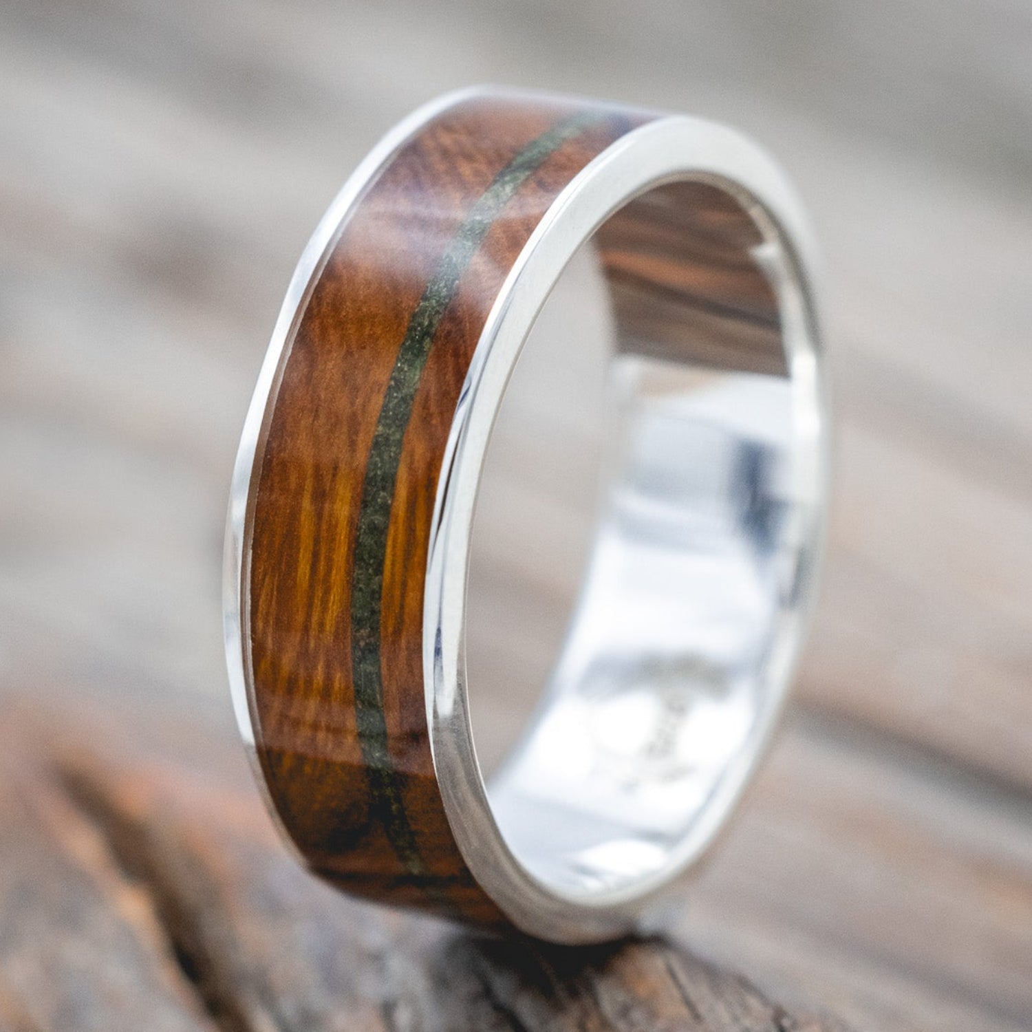 "RAINIER" - IRONWOOD & MOSS WEDDING BAND-Staghead Designs