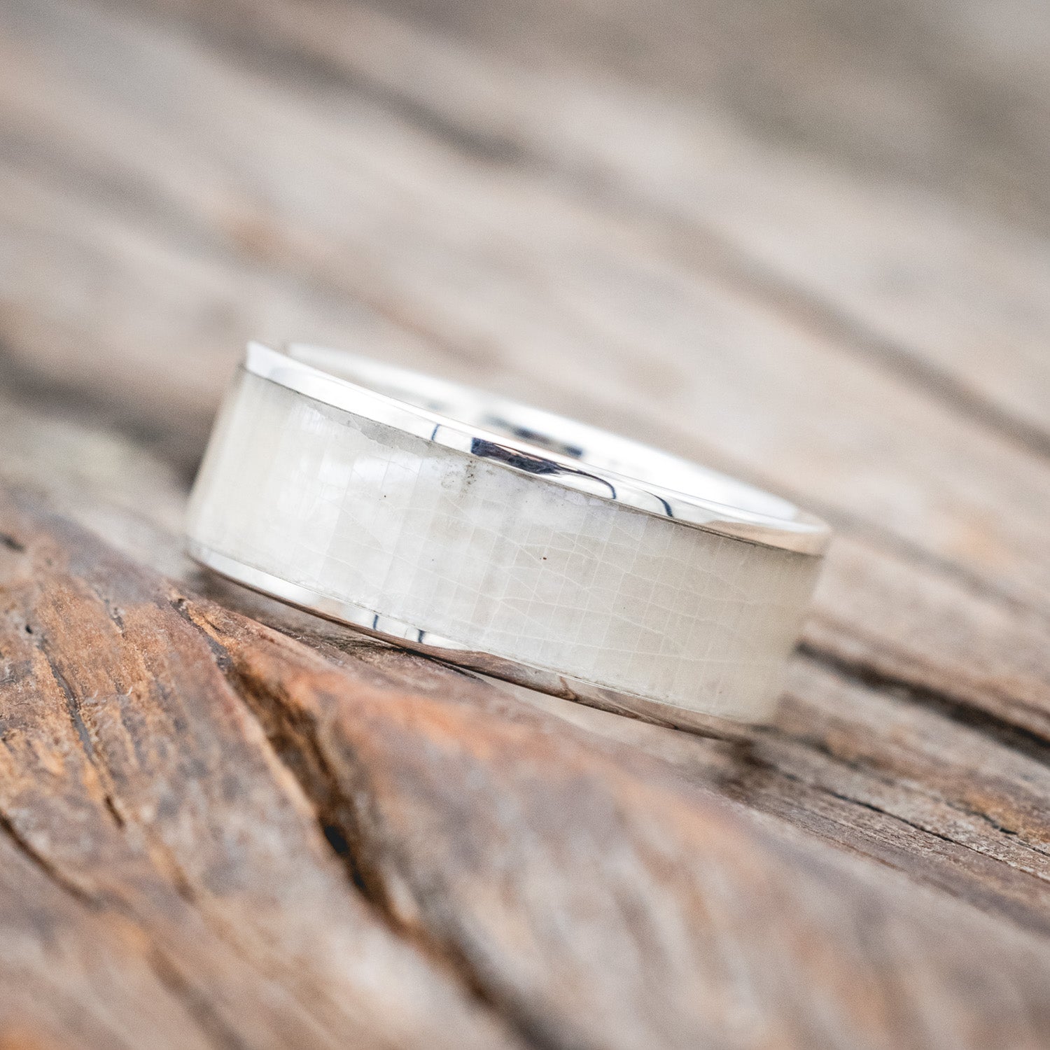 "RAINIER" - MOTHER OF PEARL WEDDING RING-Staghead Designs