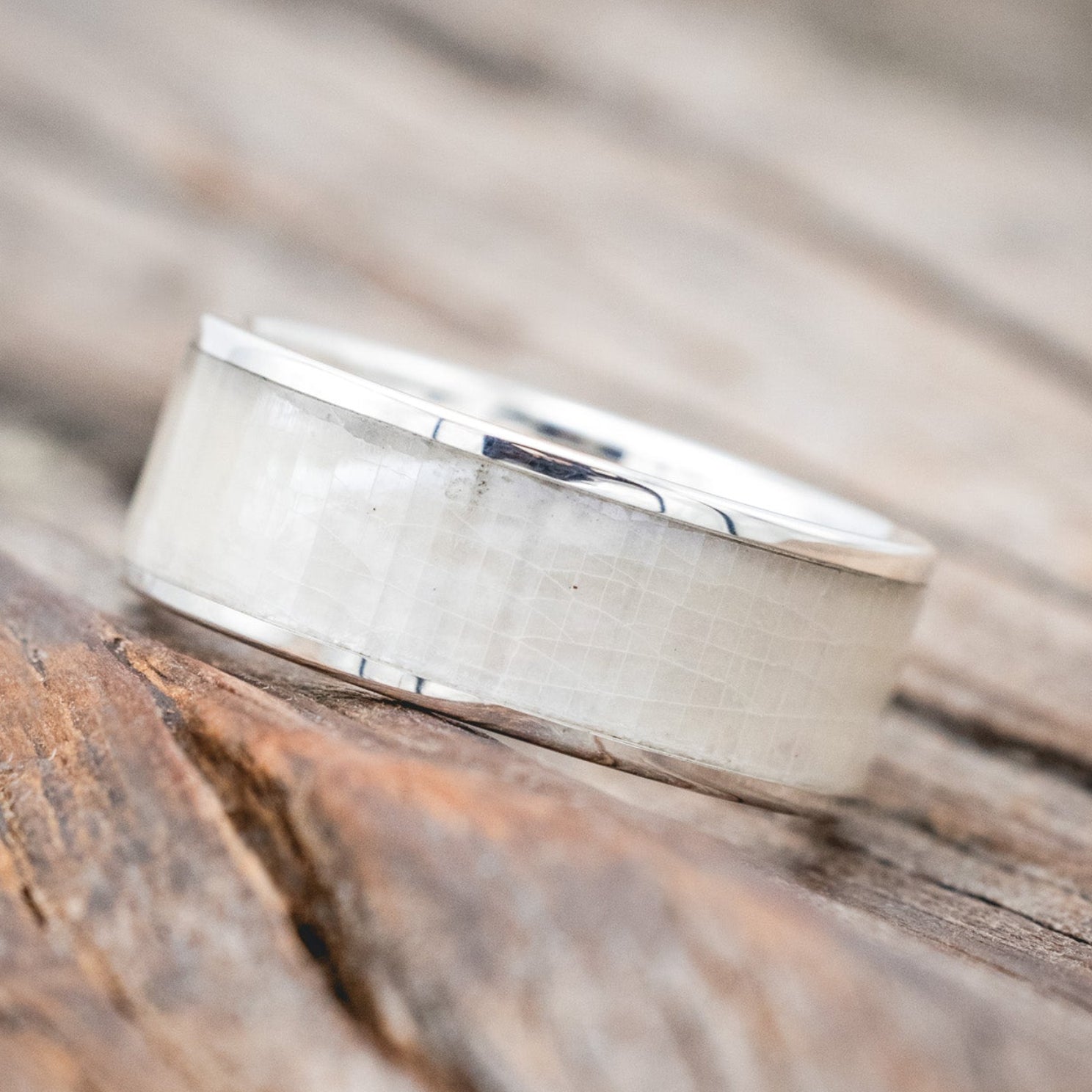 "RAINIER" - MOTHER OF PEARL WEDDING RING-Staghead Designs