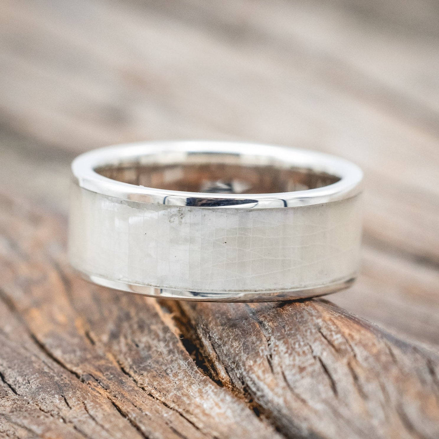 "RAINIER" - MOTHER OF PEARL WEDDING RING-Staghead Designs