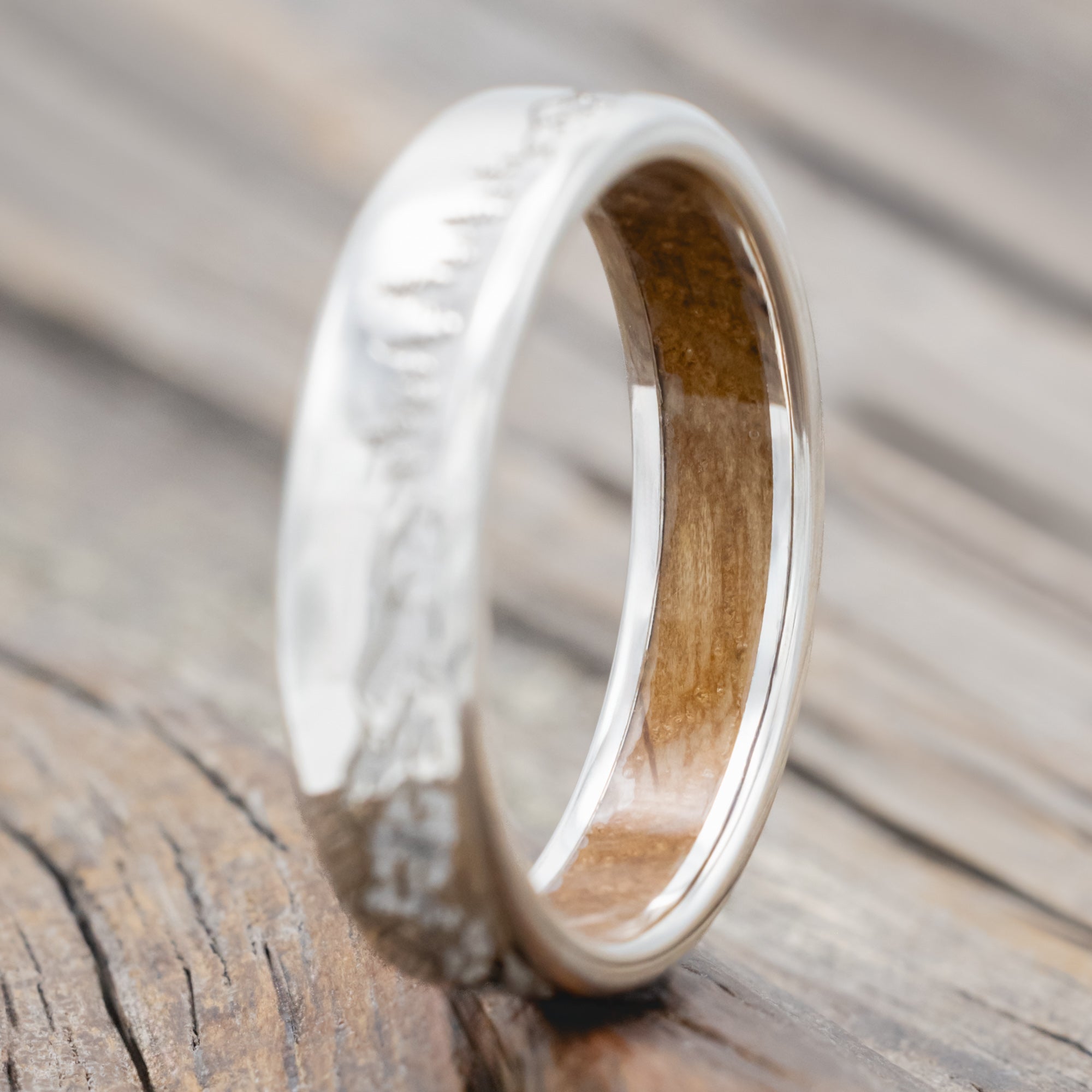 "Ross" - Mountain & Forest Engraved Wedding Band With Custom Lining-Staghead Designs