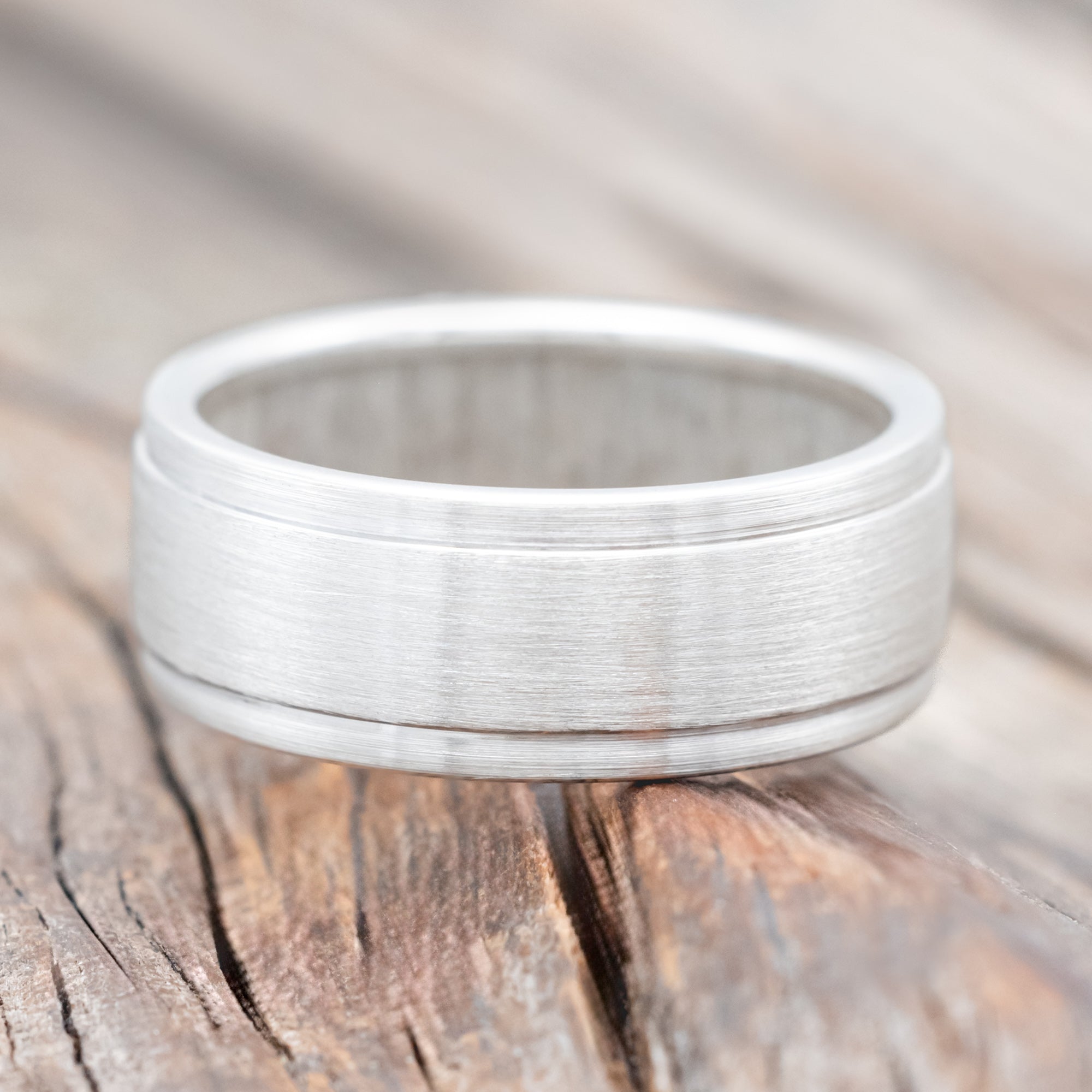 "SEDONA" - ANTLER LINED WEDDING RING WITH A BRUSHED FINISH-Staghead Designs