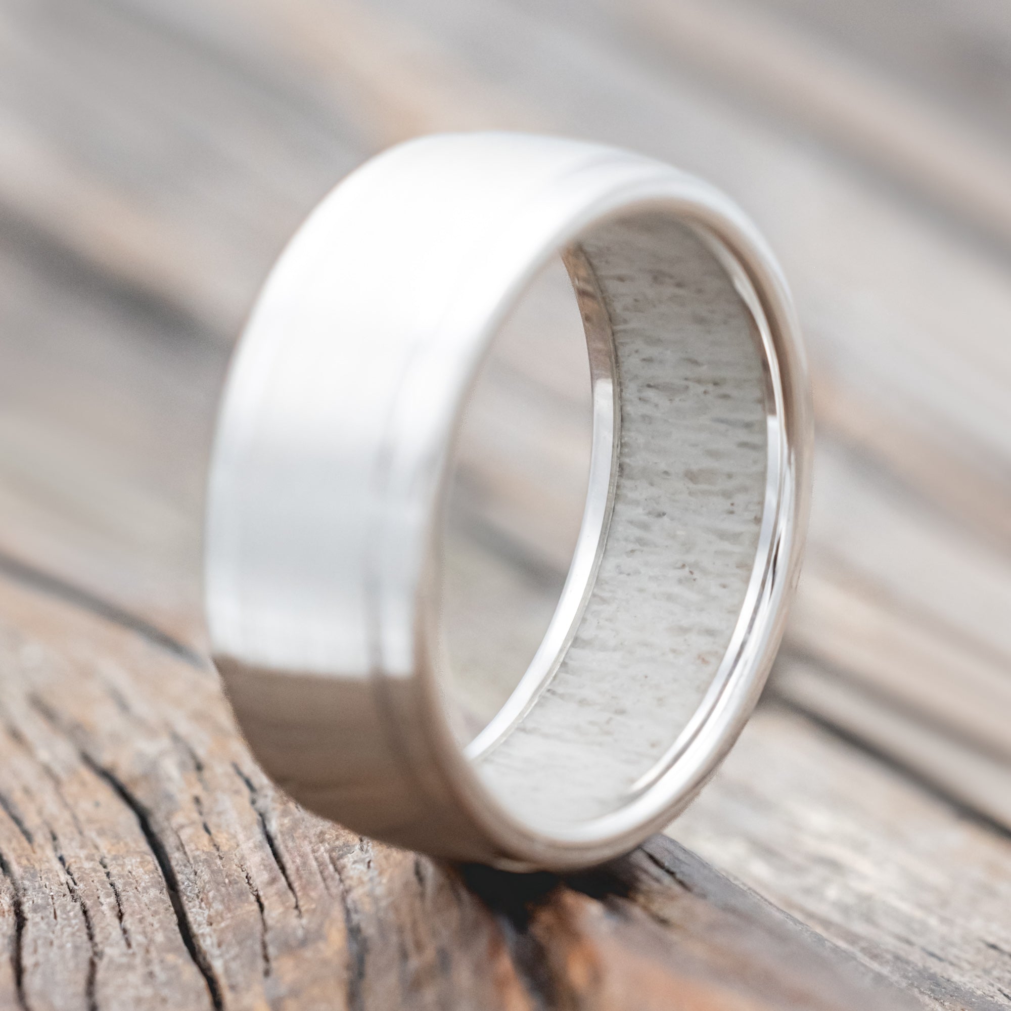 "SEDONA" - ANTLER LINED WEDDING RING WITH A BRUSHED FINISH-Staghead Designs