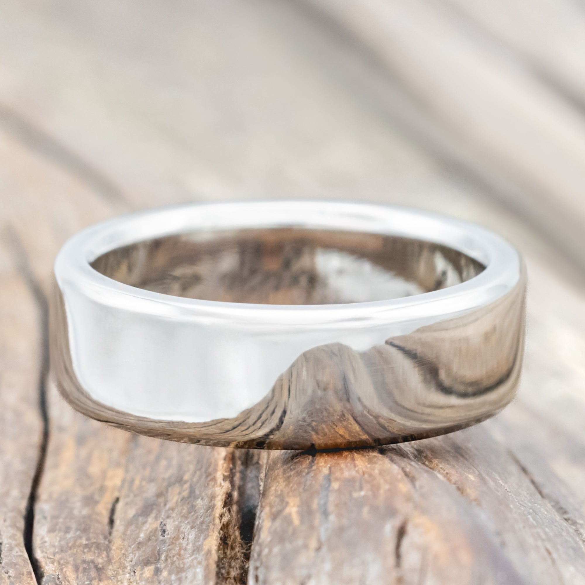 SOLID METAL HAND-TURNED WEDDING BAND WITH CUSTOM FINISH-Staghead Designs