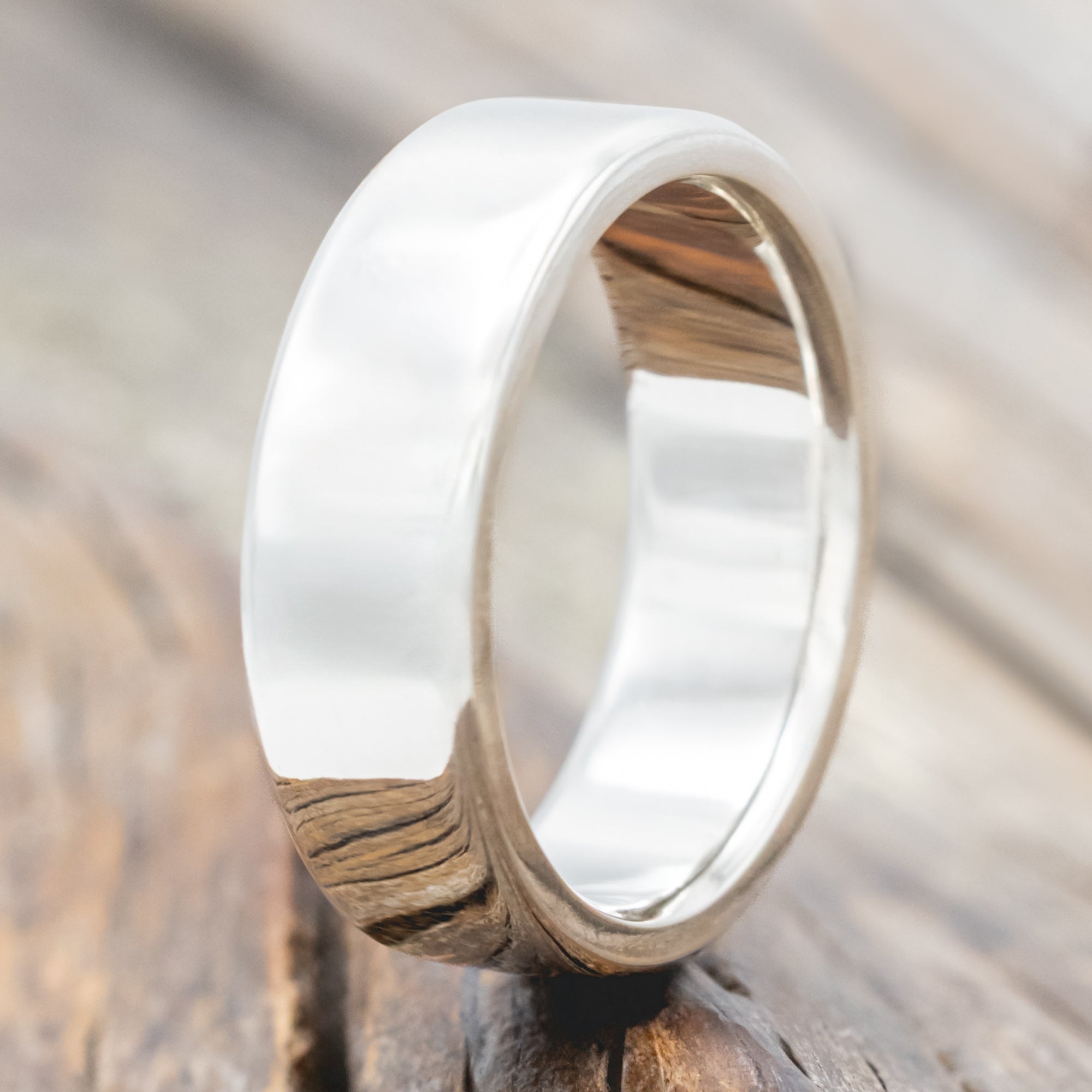 SOLID METAL HAND-TURNED WEDDING BAND WITH CUSTOM FINISH-Staghead Designs