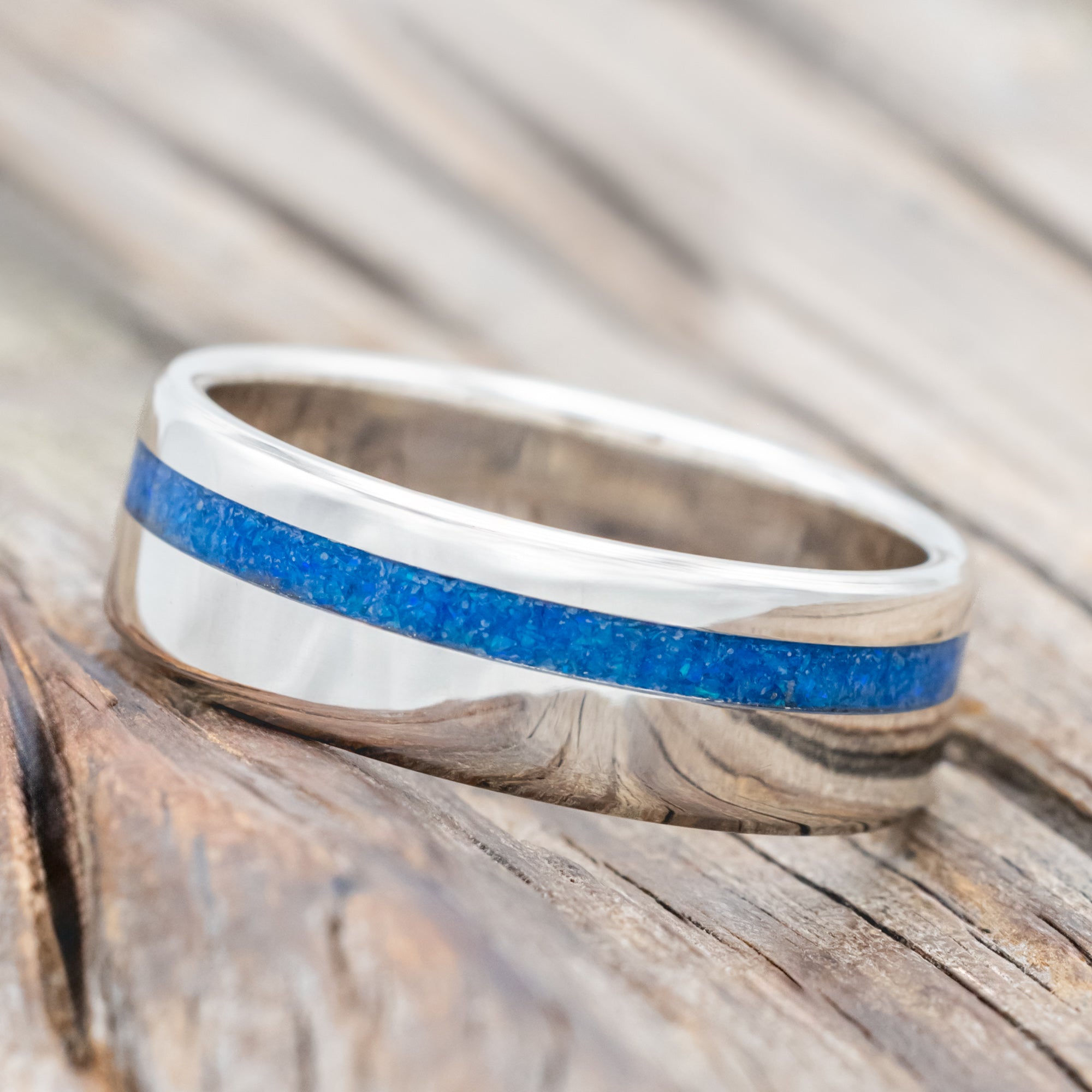 "VERTIGO" - BLUE OPAL WEDDING BAND-Staghead Designs