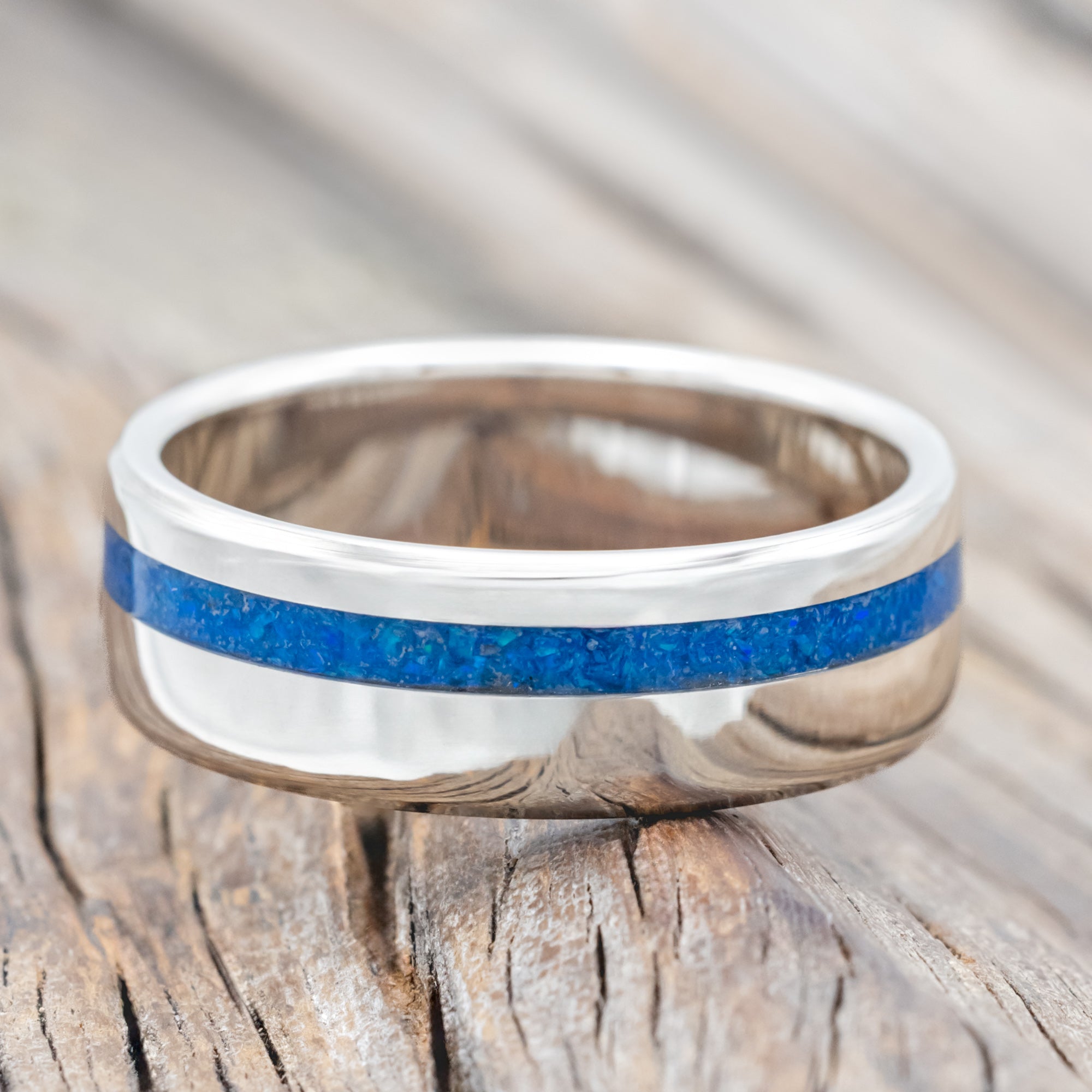 "VERTIGO" - BLUE OPAL WEDDING BAND-Staghead Designs