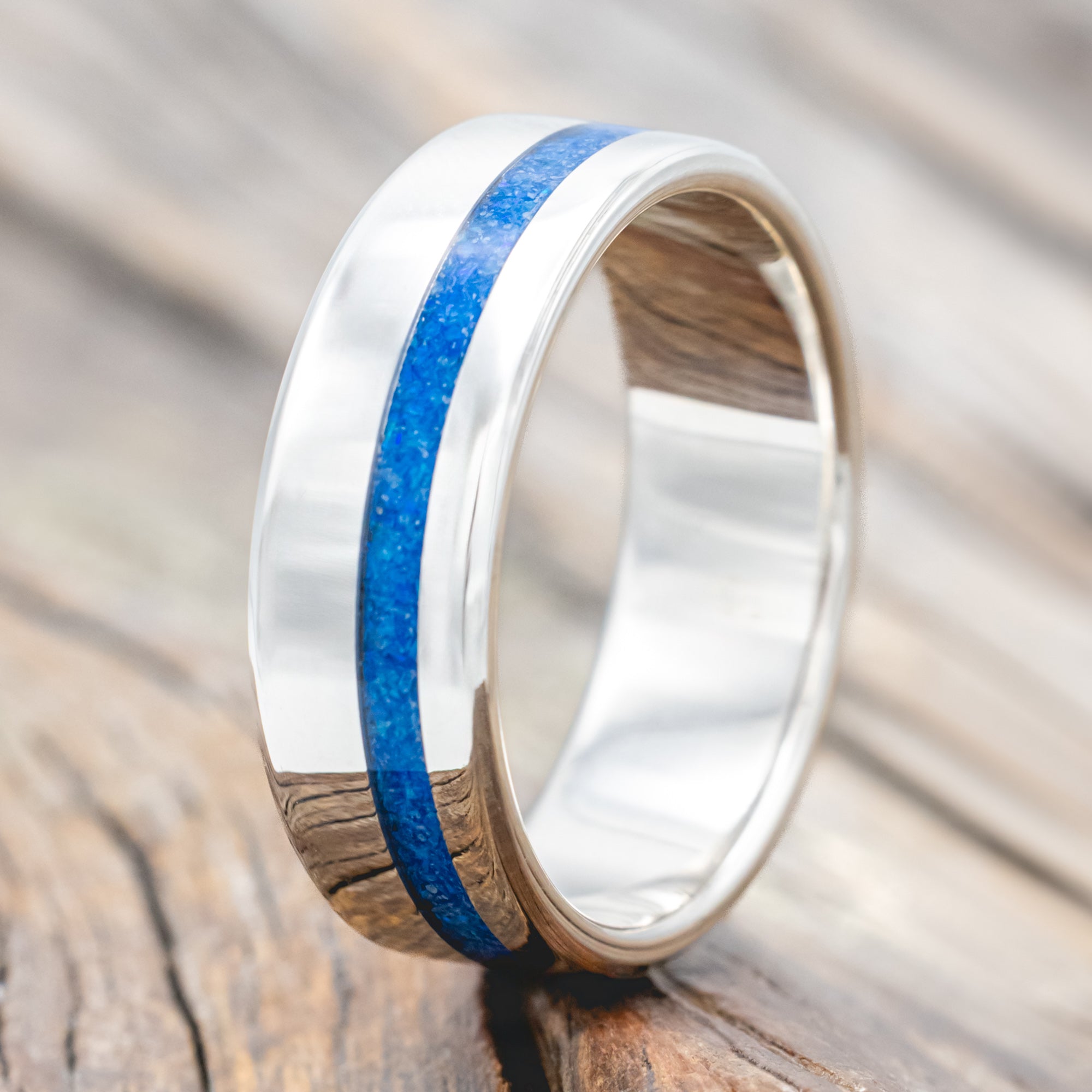 "VERTIGO" - BLUE OPAL WEDDING BAND-Staghead Designs