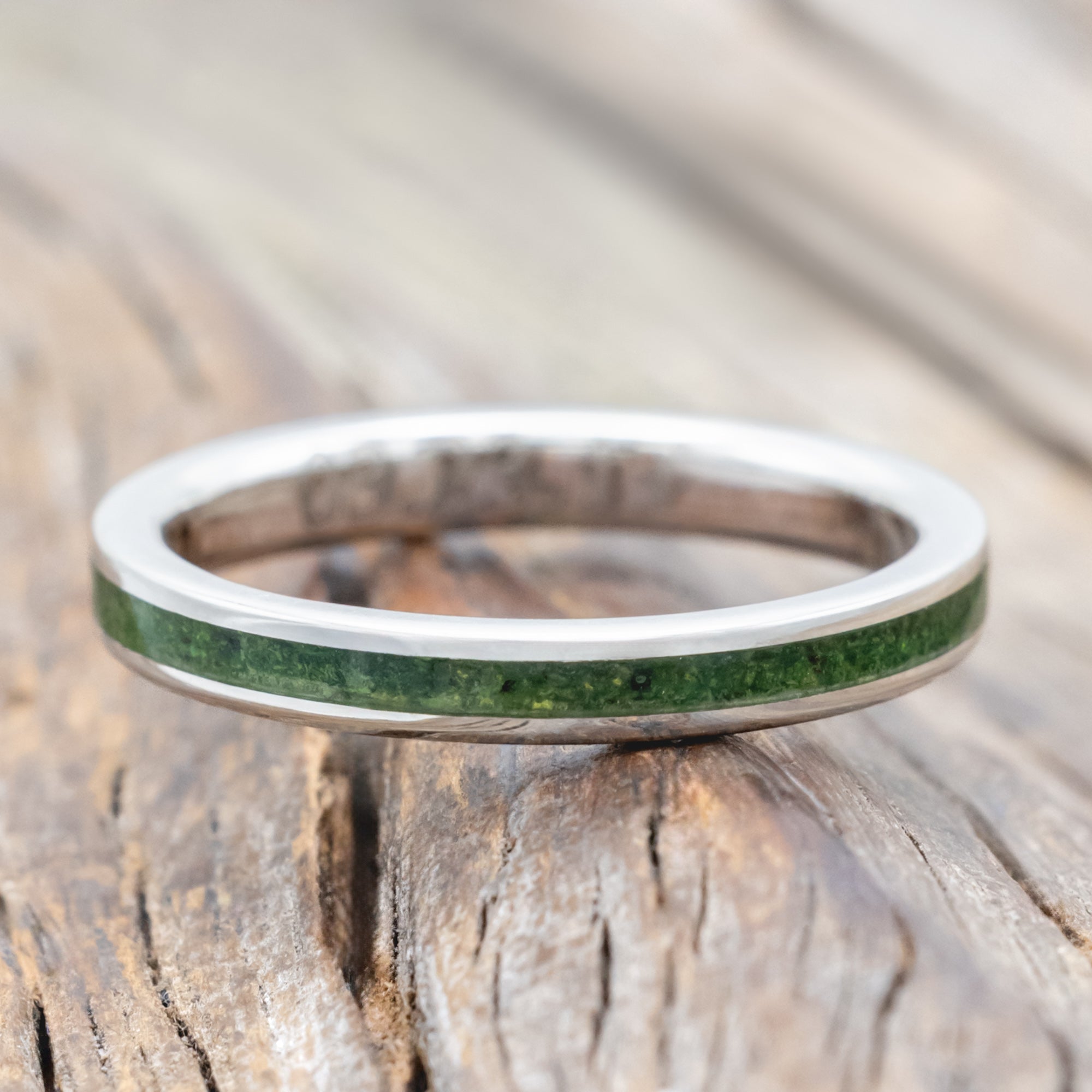 "ETERNA" - MOSS INLAY STACKING BAND-Staghead Designs