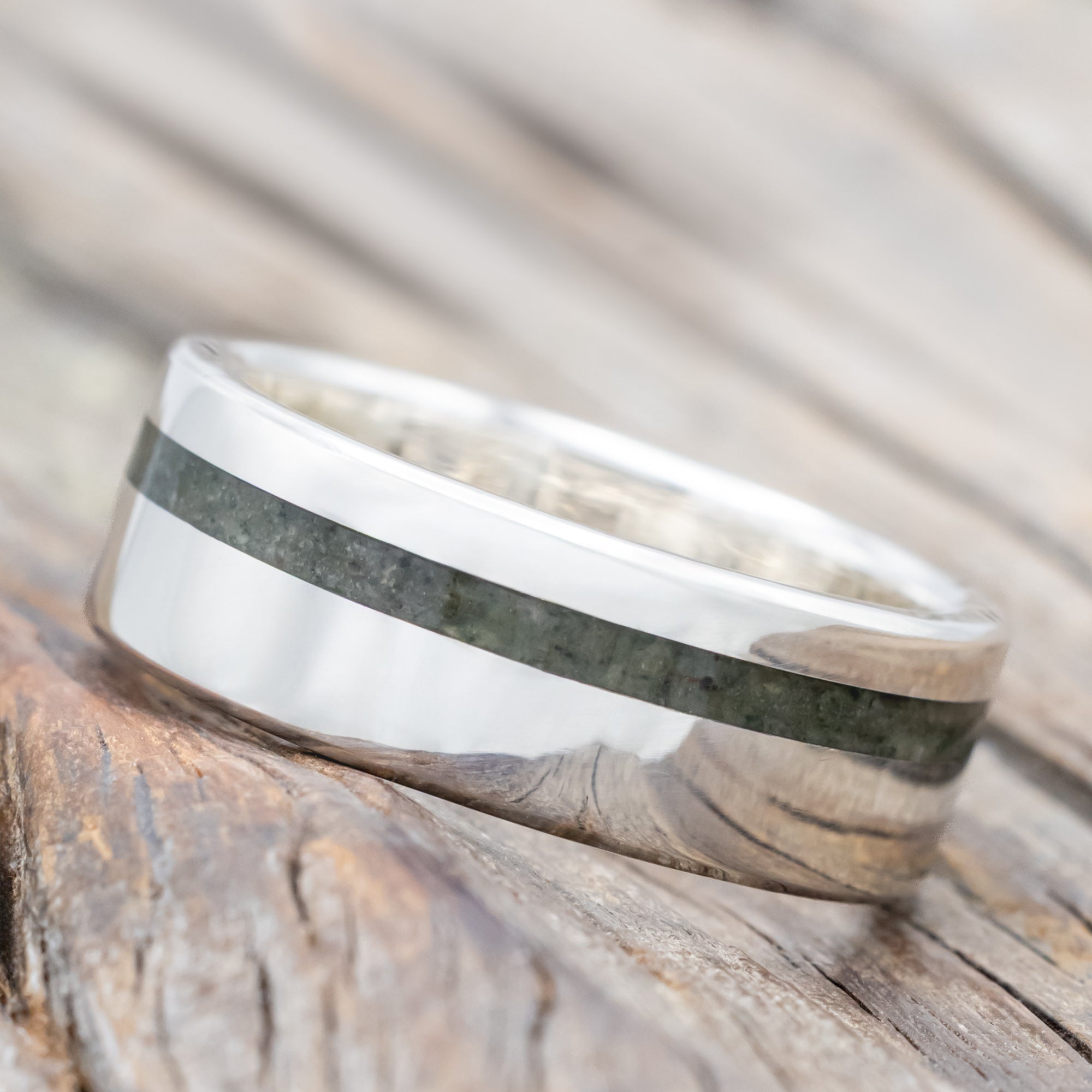 "VERTIGO" - MOSS AGATE WEDDING BAND-Staghead Designs