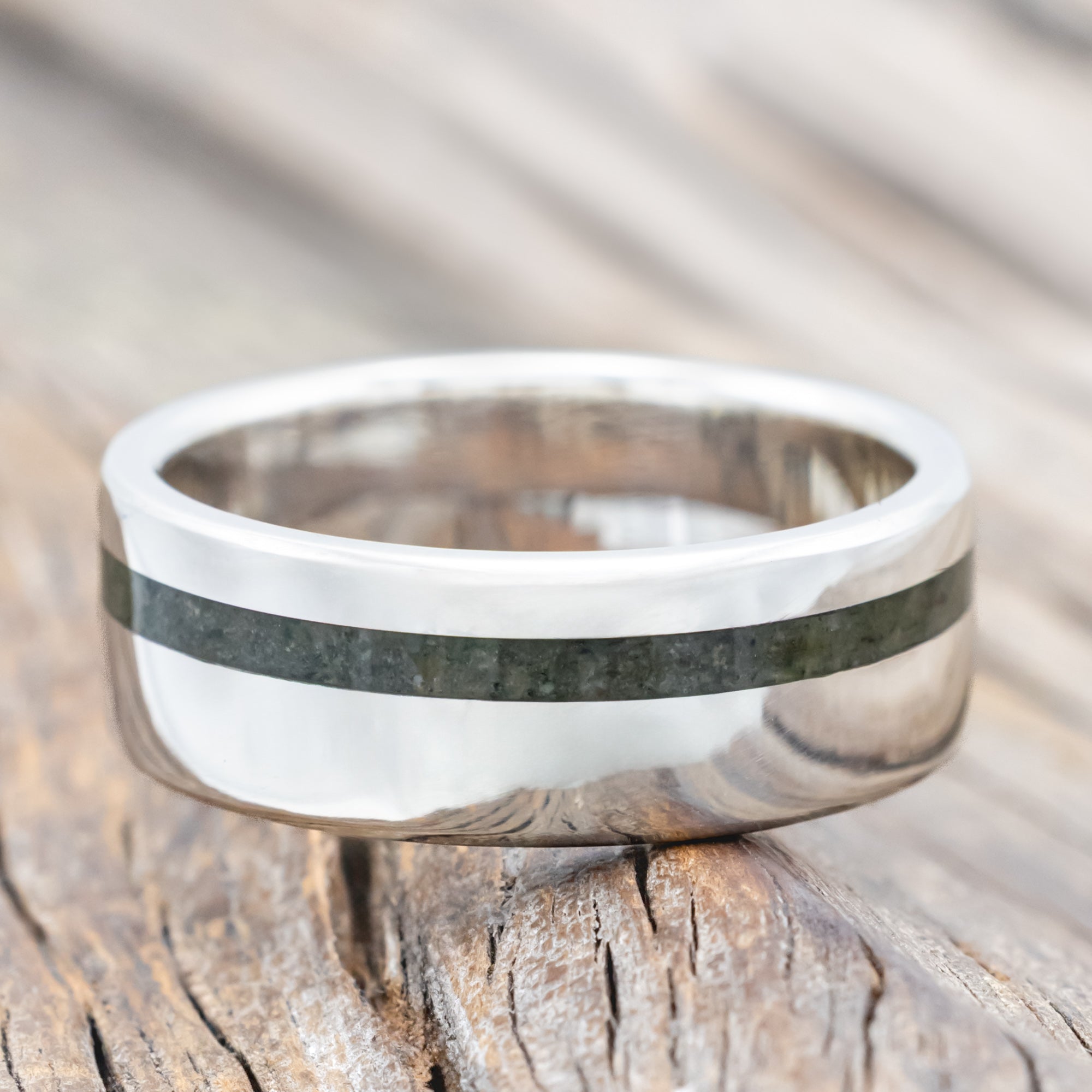 "VERTIGO" - MOSS AGATE WEDDING BAND-Staghead Designs