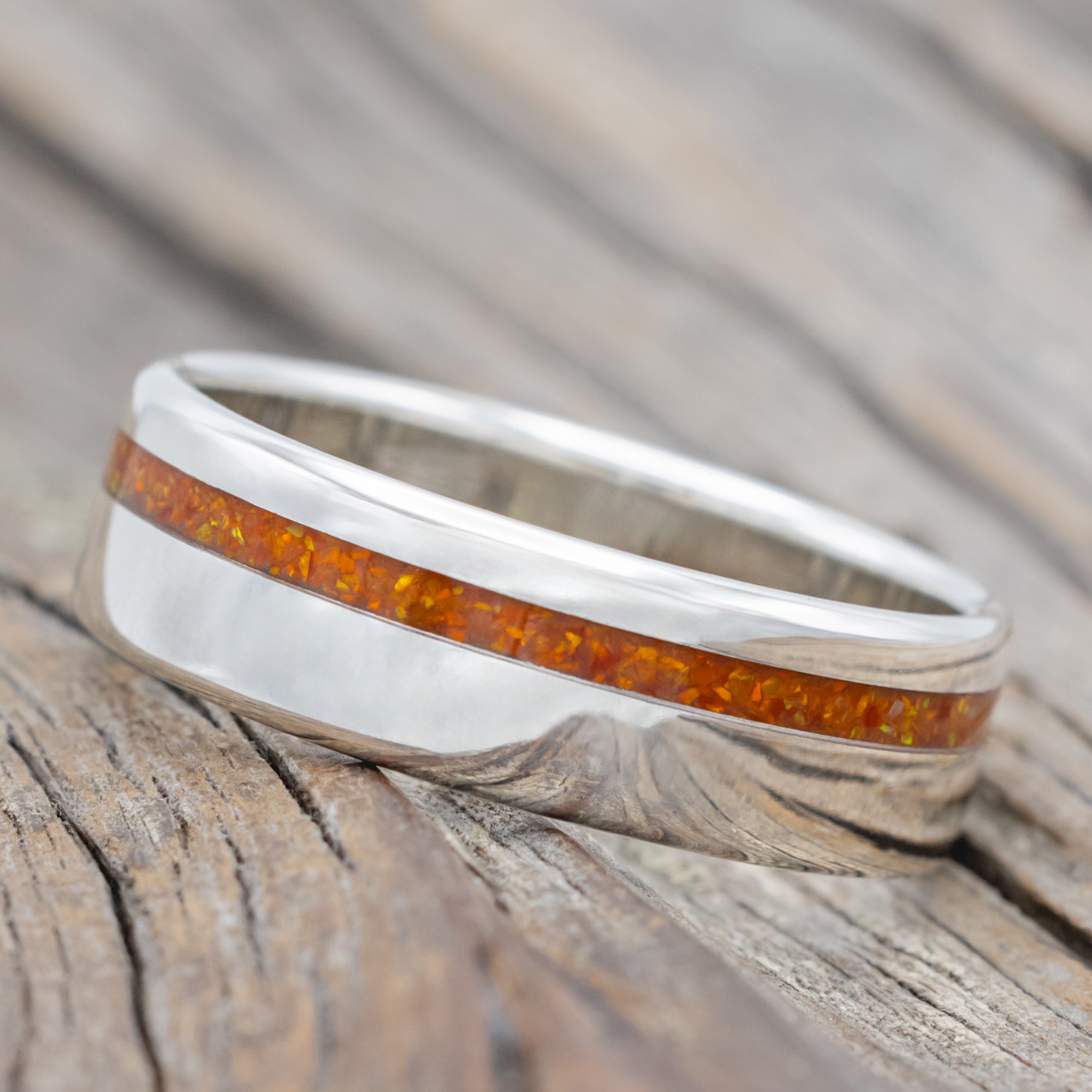 "Vertigo" - Orange Opal Wedding Ring-Staghead Designs