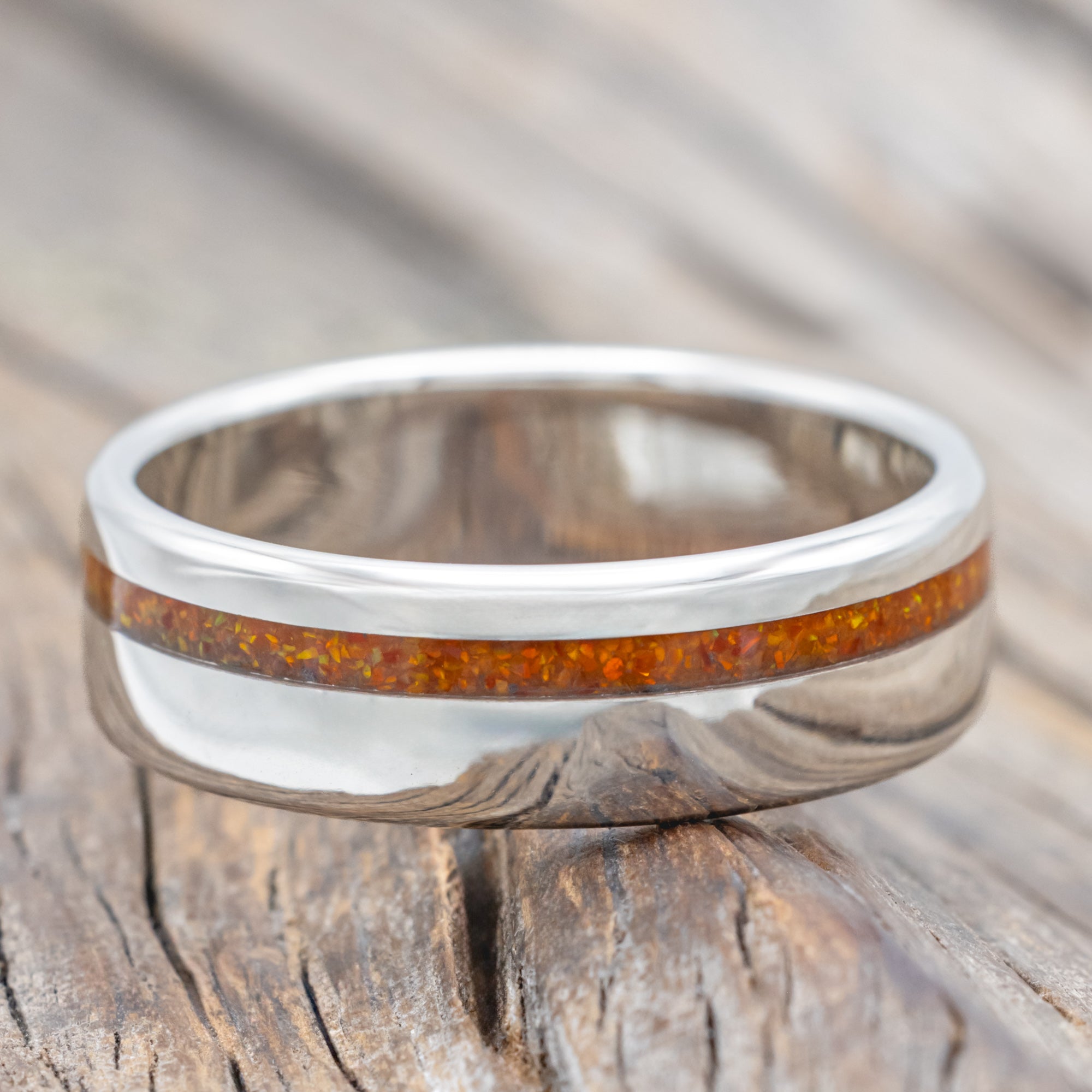 "Vertigo" - Orange Opal Wedding Ring-Staghead Designs