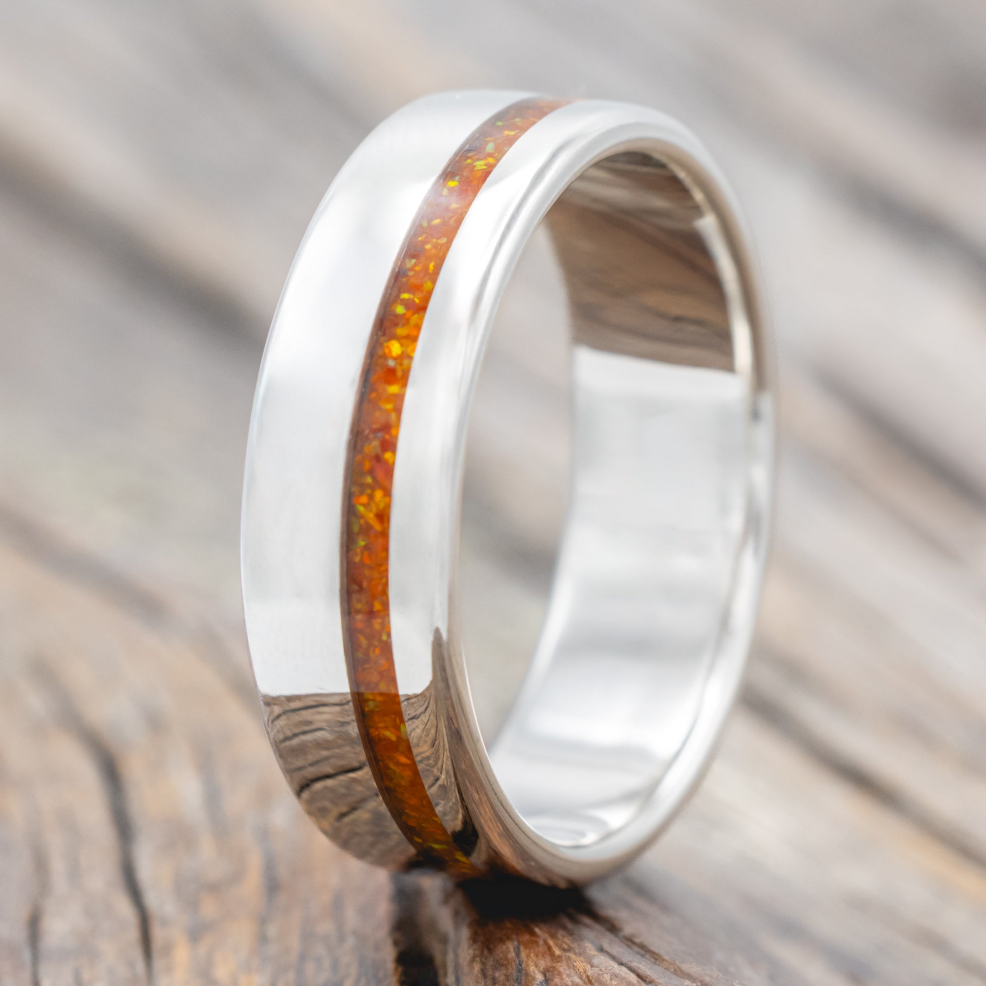 "Vertigo" - Orange Opal Wedding Ring-Staghead Designs
