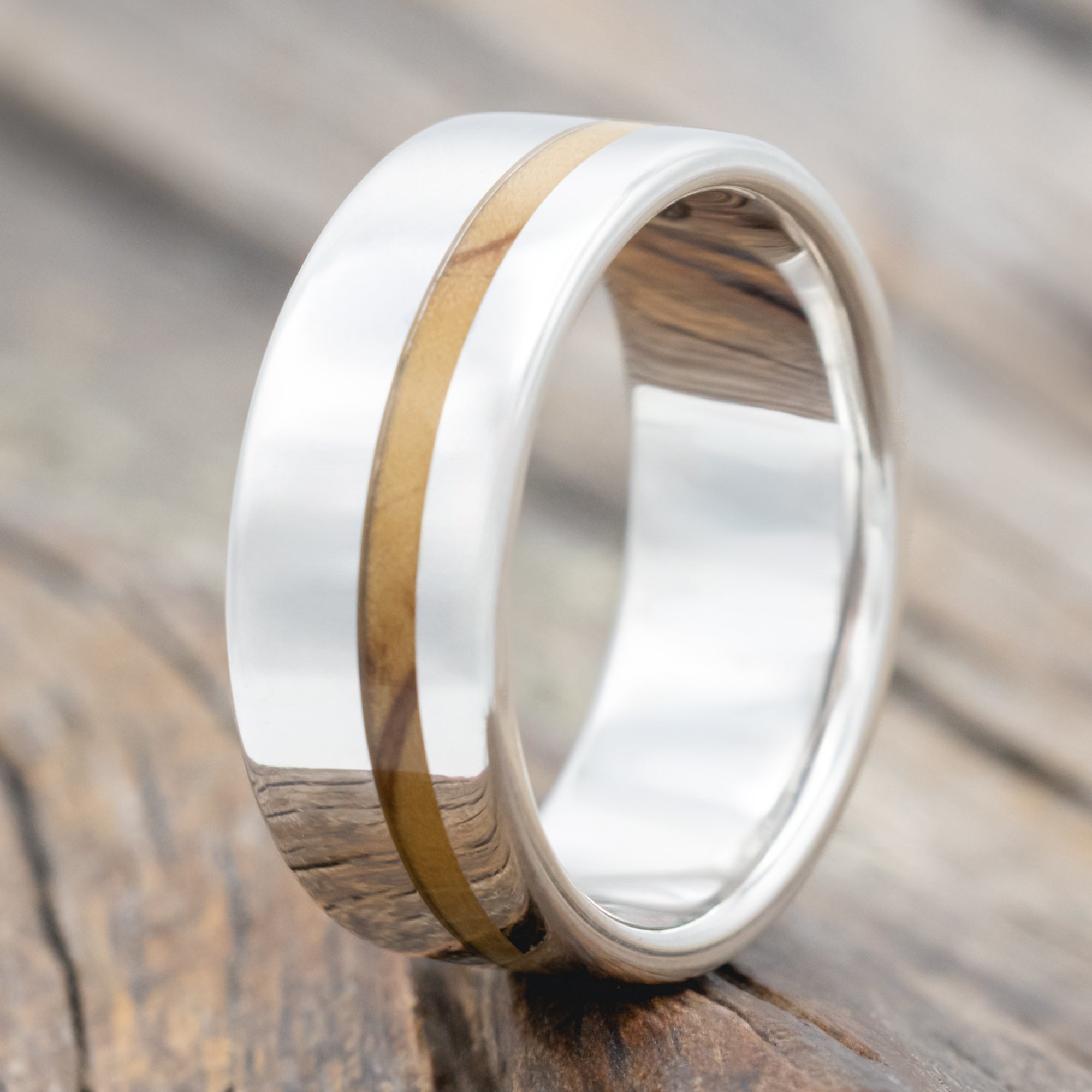 "Vertigo" - Bethlehem Olive Wood Wedding Band-Staghead Designs