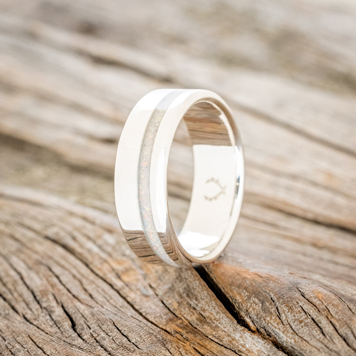 "VERTIGO" - WEDDING BAND WITH SINGLE INLAY-Staghead Designs