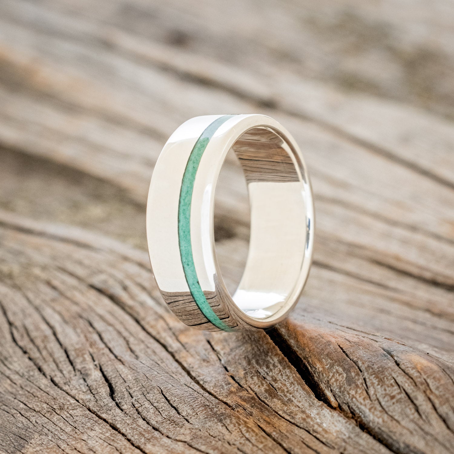 "VERTIGO" - WEDDING BAND WITH SINGLE INLAY-Staghead Designs