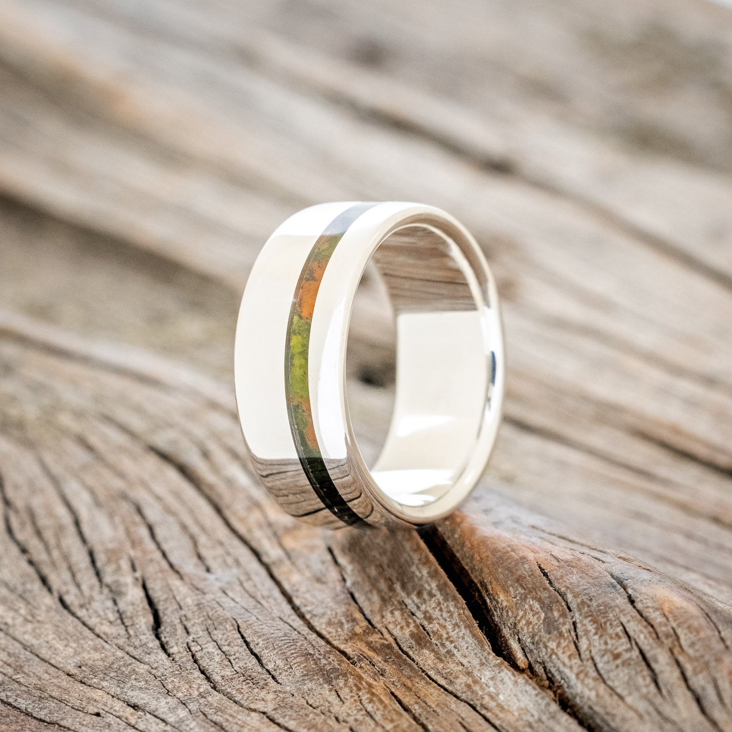 "VERTIGO" - MOSSY PATINA COPPER WEDDING RING-7