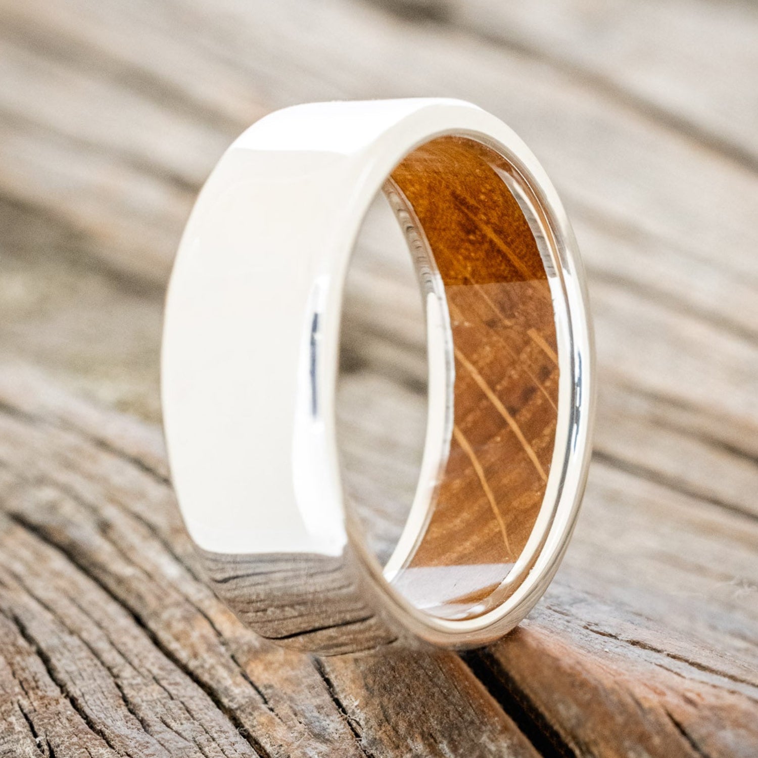 WHISKEY BARREL LINED WEDDING BAND-23