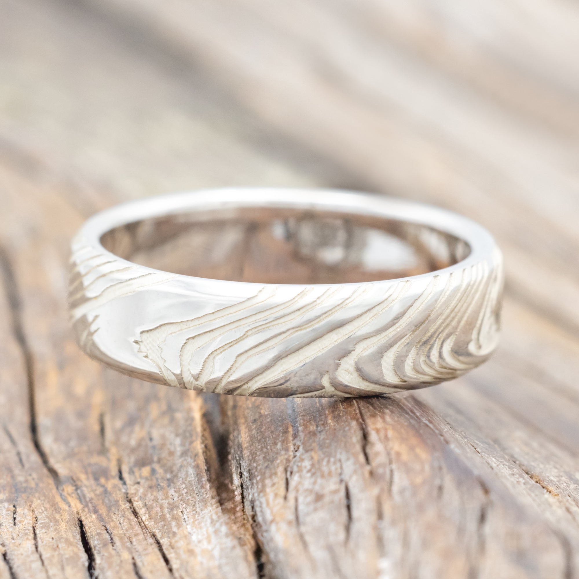 WOODGRAIN PATTERN WEDDING BAND-Staghead Designs