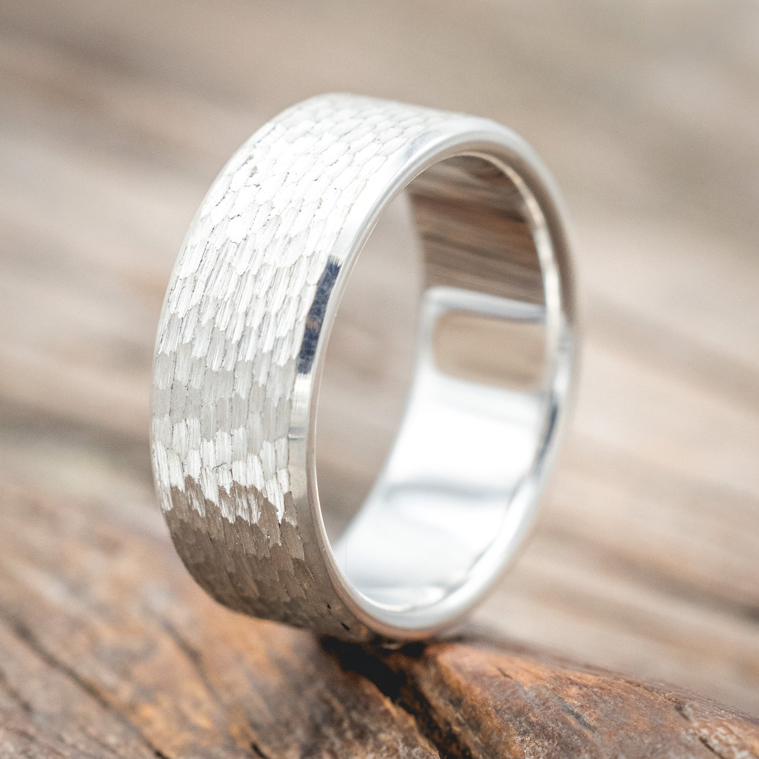 SOLID METAL WEDDING BAND WITH HAMMERED FINISH-Staghead Designs
