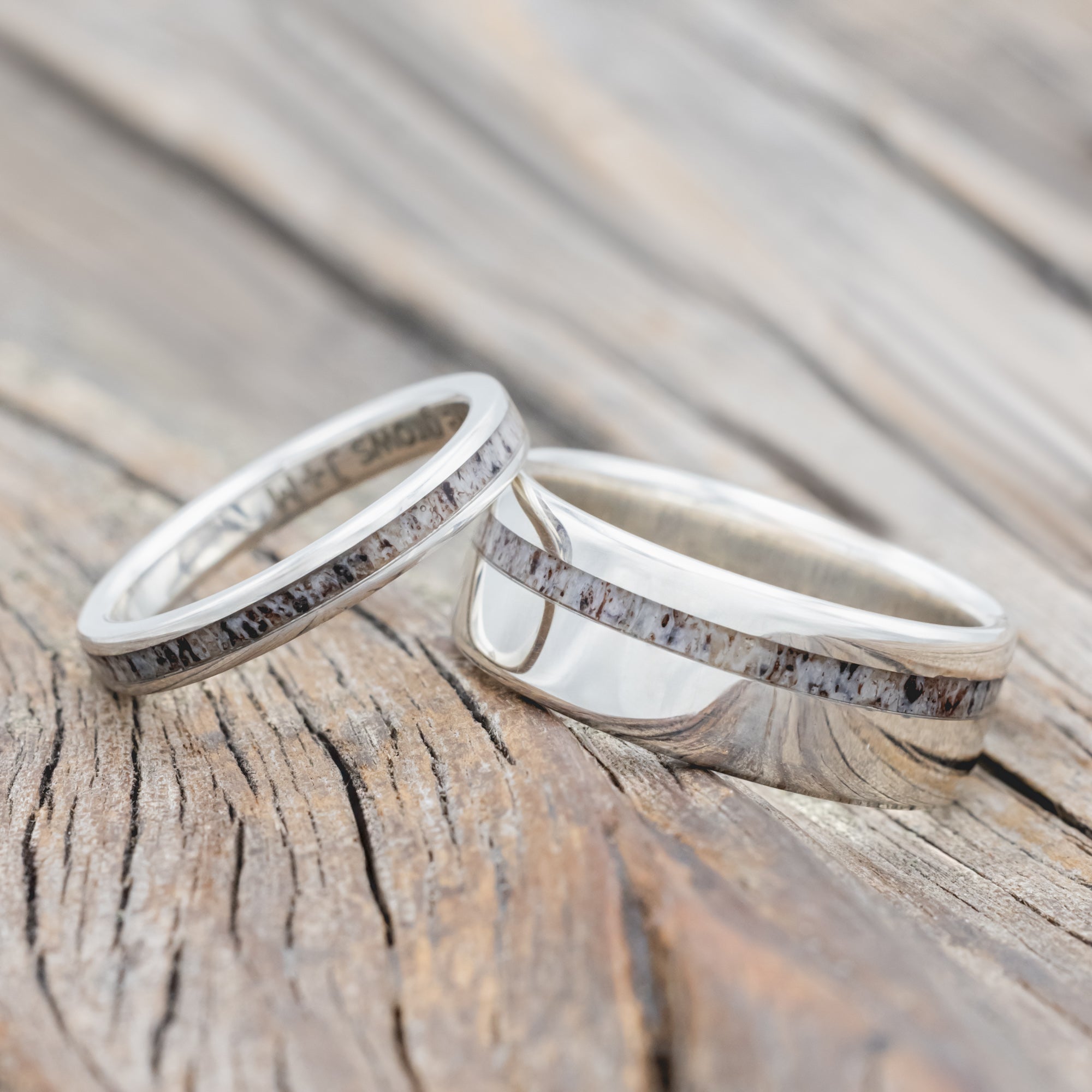"VERTIGO" - MATCHING SET OF ANTLER WEDDING BANDS-Staghead Designs