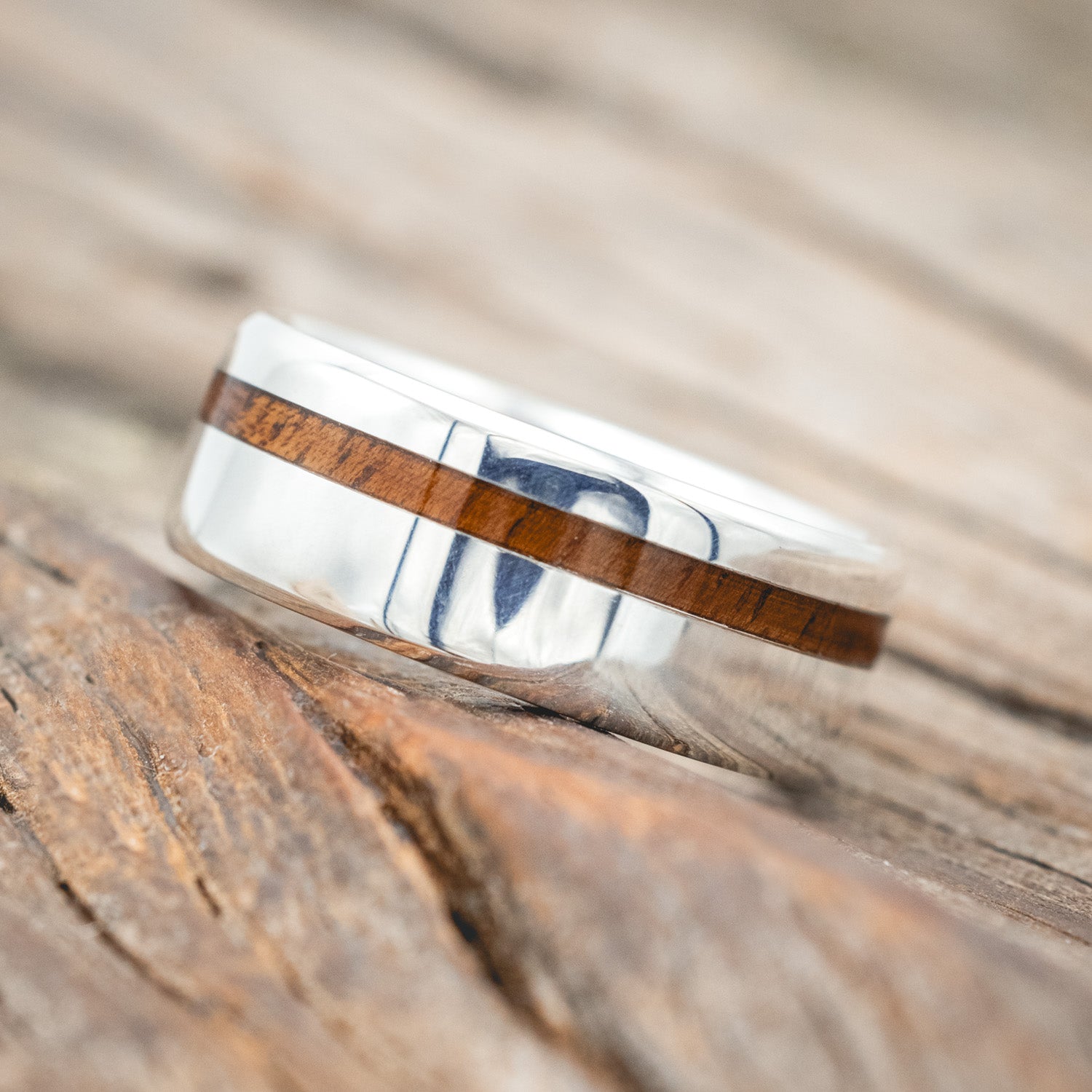 "VERTIGO" - OFFSET KOA WOOD WEDDING BAND-Staghead Designs