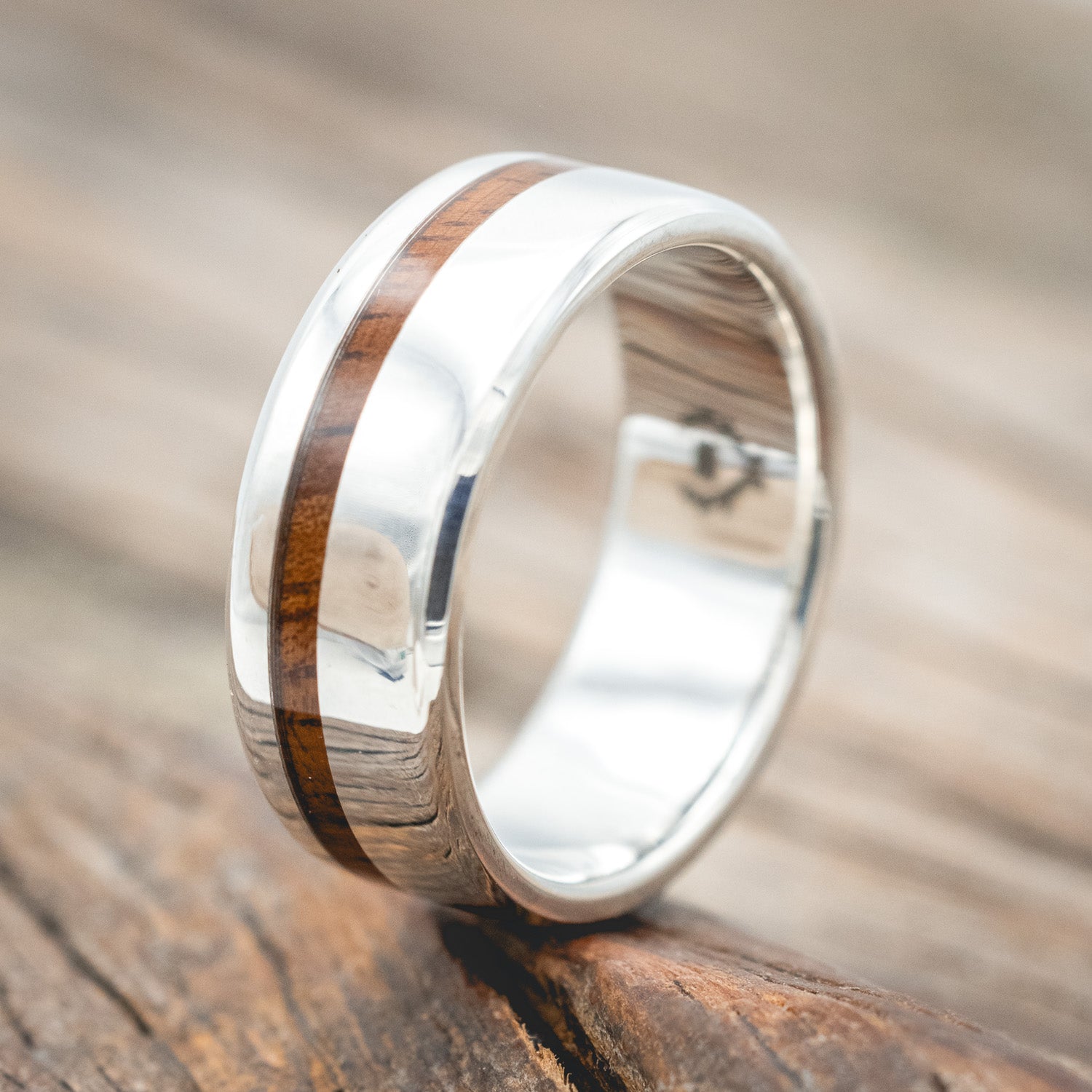 "VERTIGO" - OFFSET KOA WOOD WEDDING BAND-Staghead Designs
