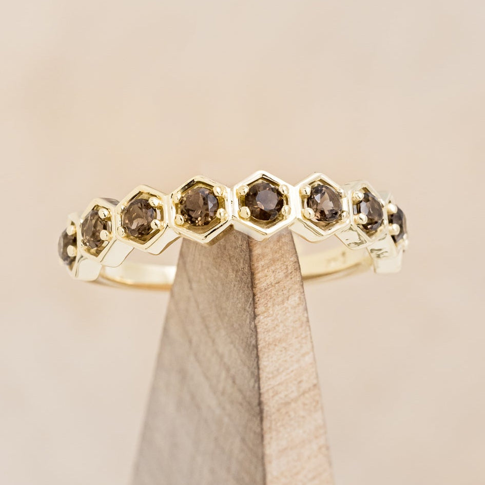 SMOKY QUARTZ HEXAGON STACKING BAND-1