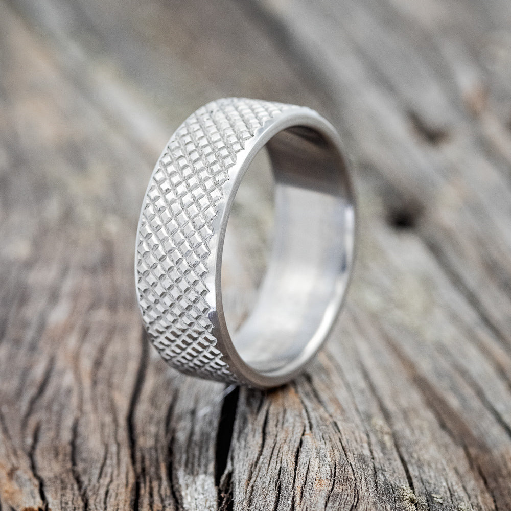 SOLID METAL WEDDING BAND WITH KNURLED FINISH - READY TO SHIP-1