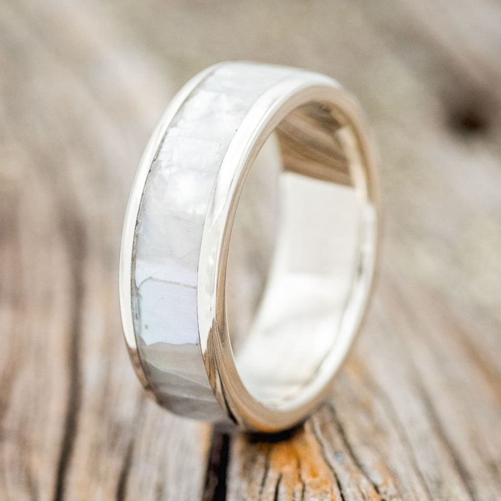 "RAINIER" - MOTHER OF PEARL WEDDING RING-Staghead Designs