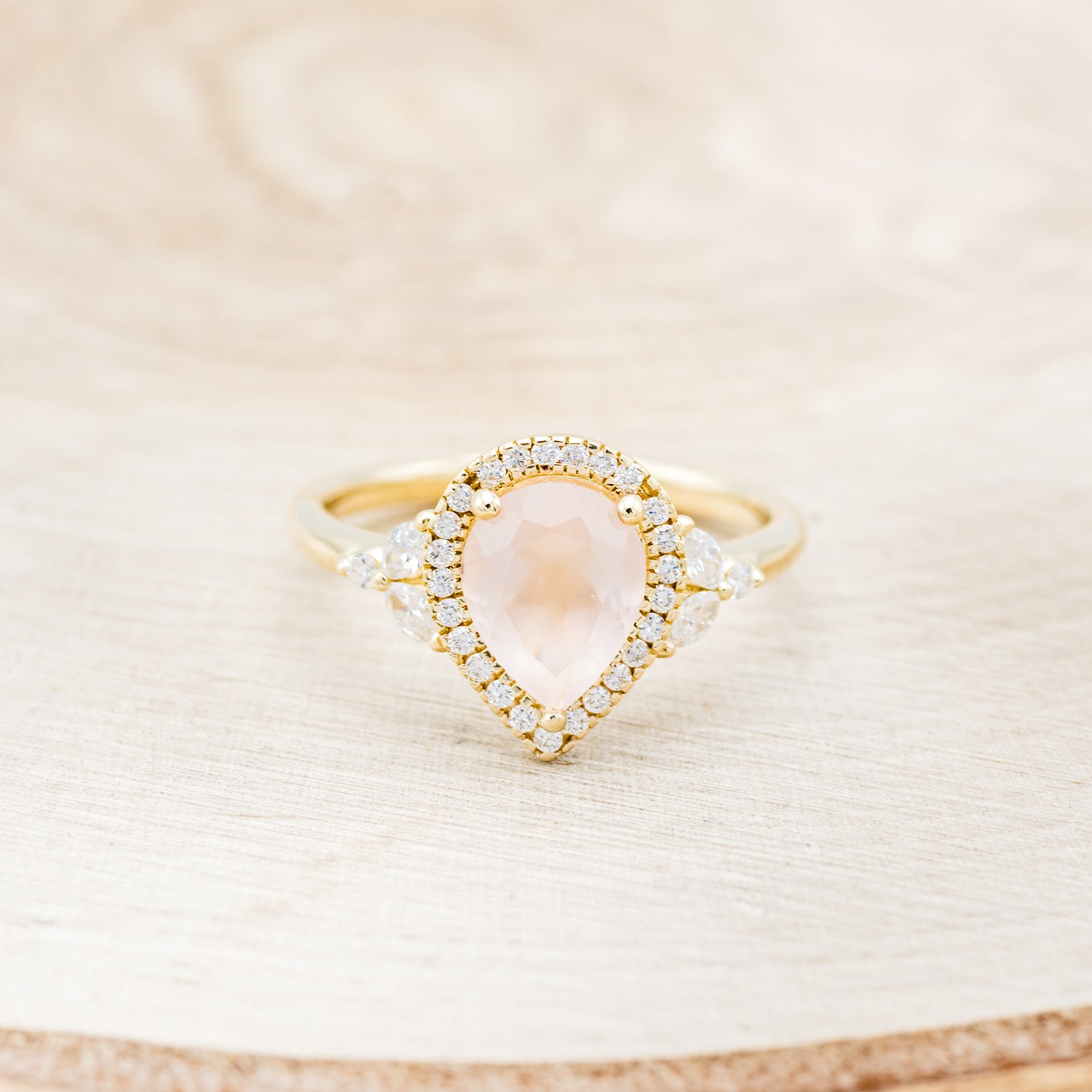 "DREAM" - PEAR CUT ENGAGEMENT RING WITH DIAMOND HALO & ACCENTS-Staghead Designs