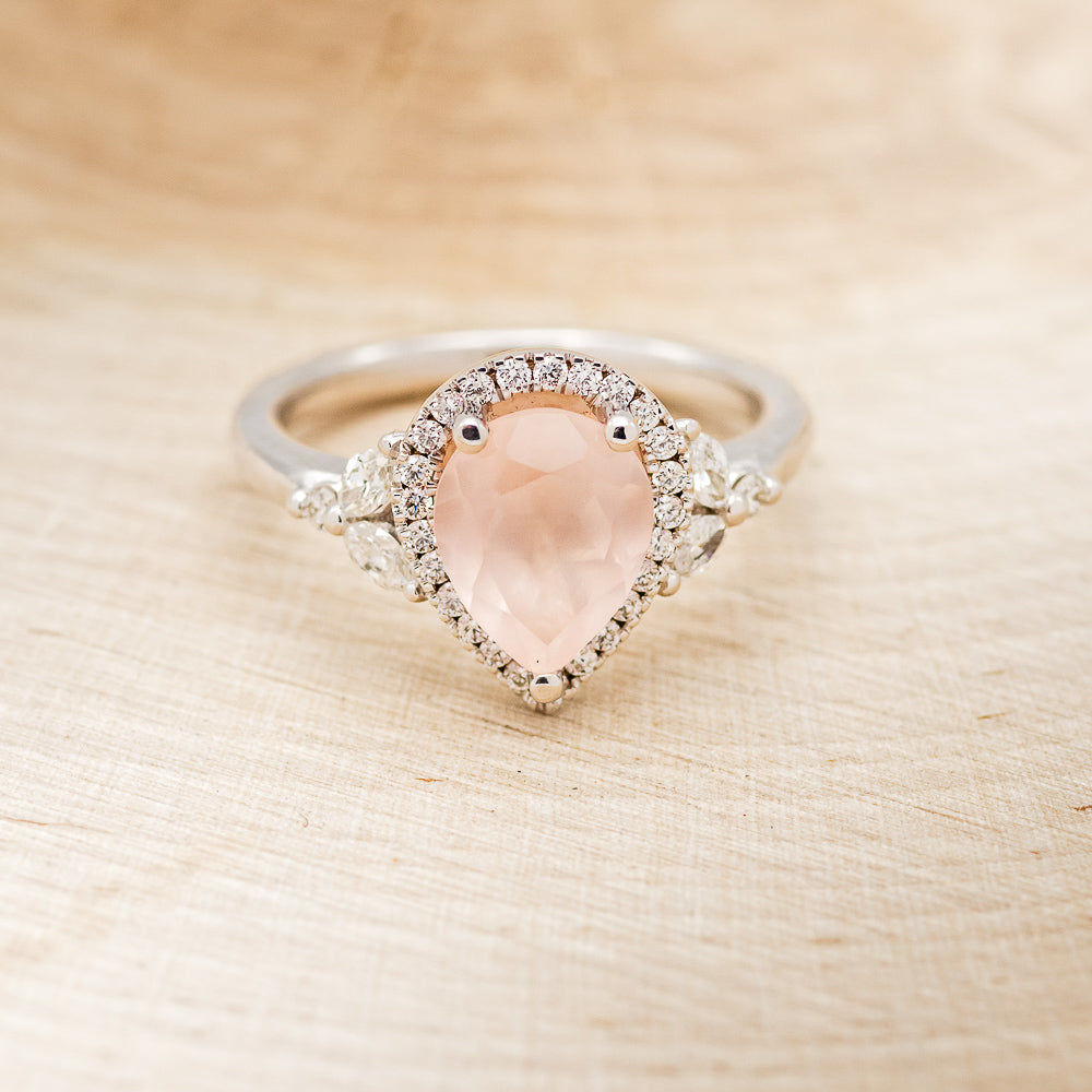 "DREAM" - PEAR CUT ENGAGEMENT RING WITH DIAMOND HALO & ACCENTS-Staghead Designs