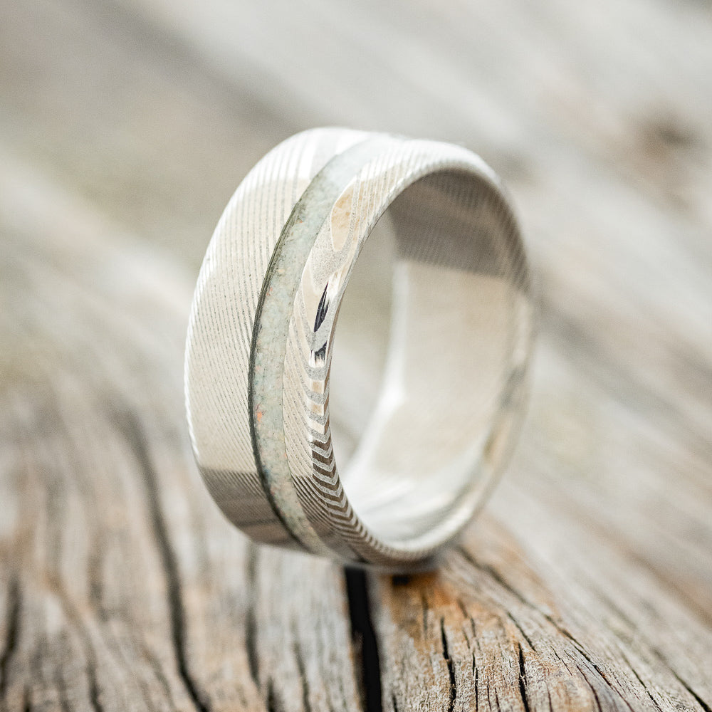 "VERTIGO" - WEDDING BAND WITH SINGLE INLAY-Staghead Designs