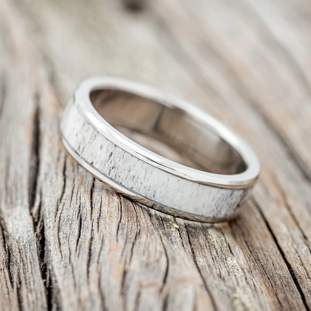 "Rainier" - Antler Wedding Band - Titanium (6mm) - Size 8 1/2