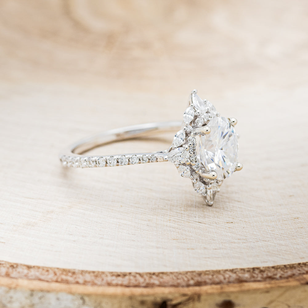 "NORTH STAR" - OVAL ENGAGEMENT RING WITH DIAMOND HALO - READY TO SHIP-Staghead Designs