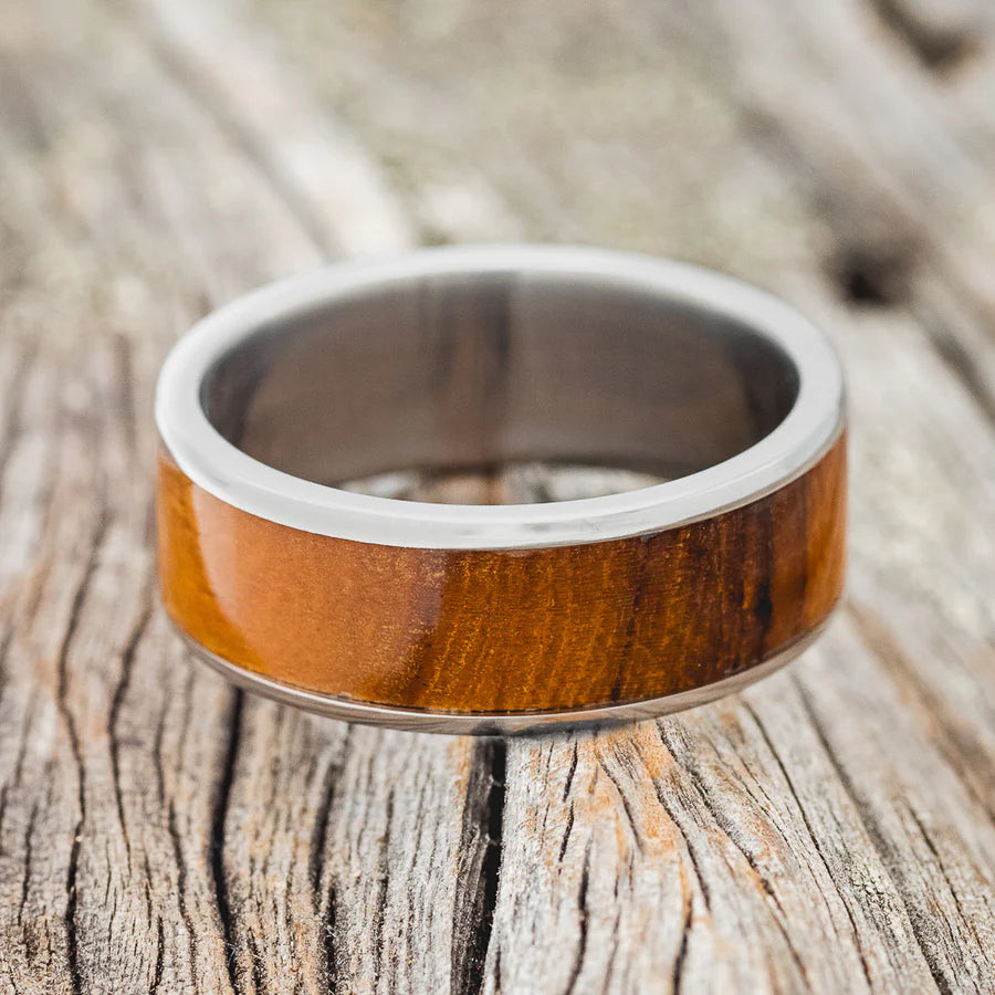 "RAINIER" - IRONWOOD WEDDING BAND - 14K WHITE GOLD - SIZE 10-Staghead Designs